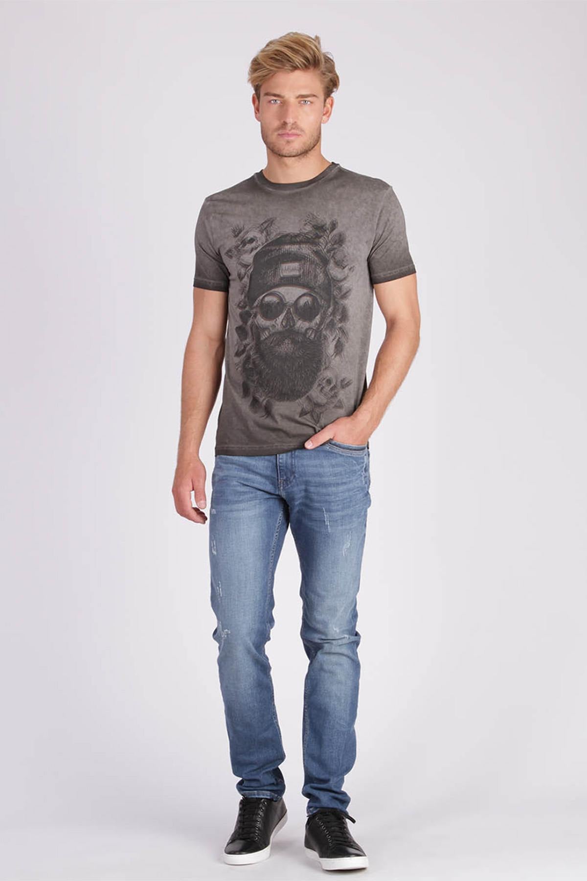 Gray skull print t-shirt - Image n°2