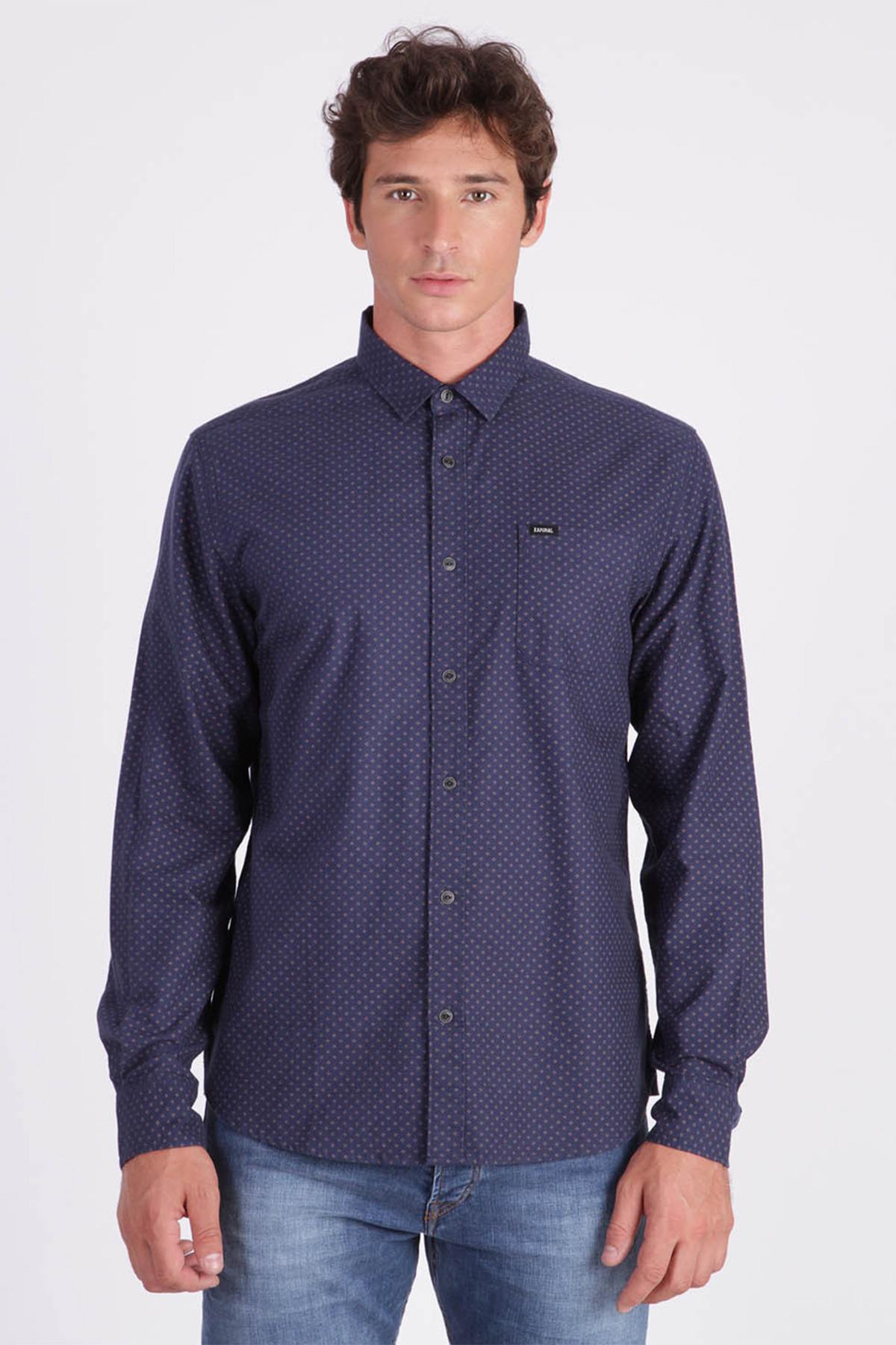 Blue shirt with print - Image n°1