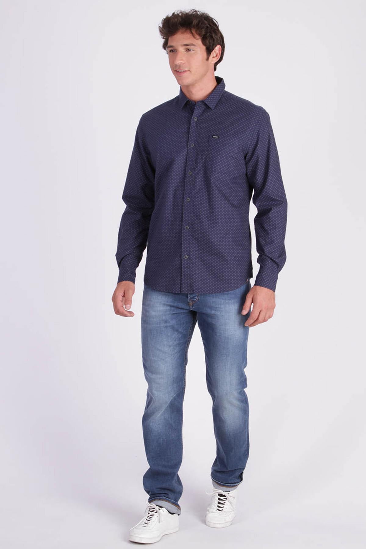 Blue shirt with print - Image n°2