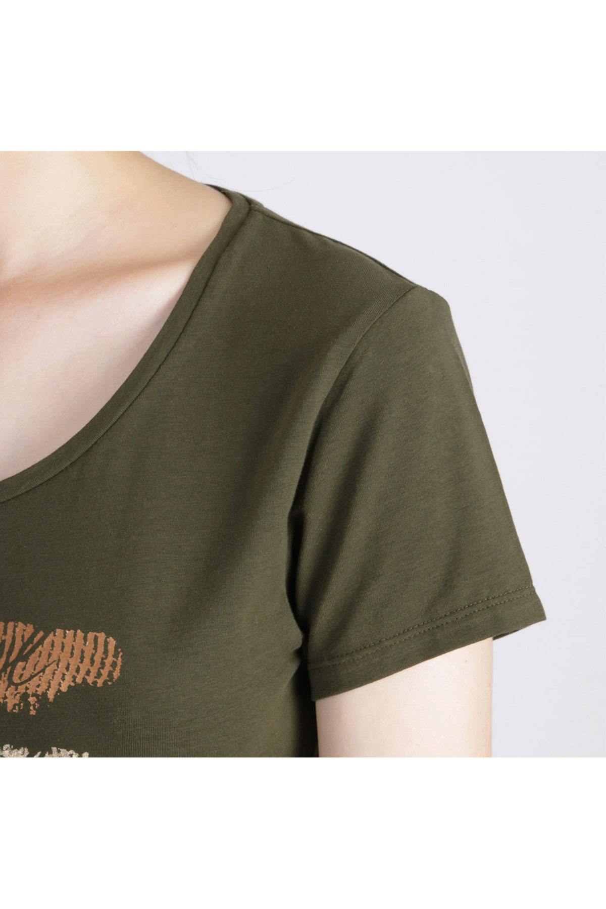 Khaki printed t-shirt - Image n°4