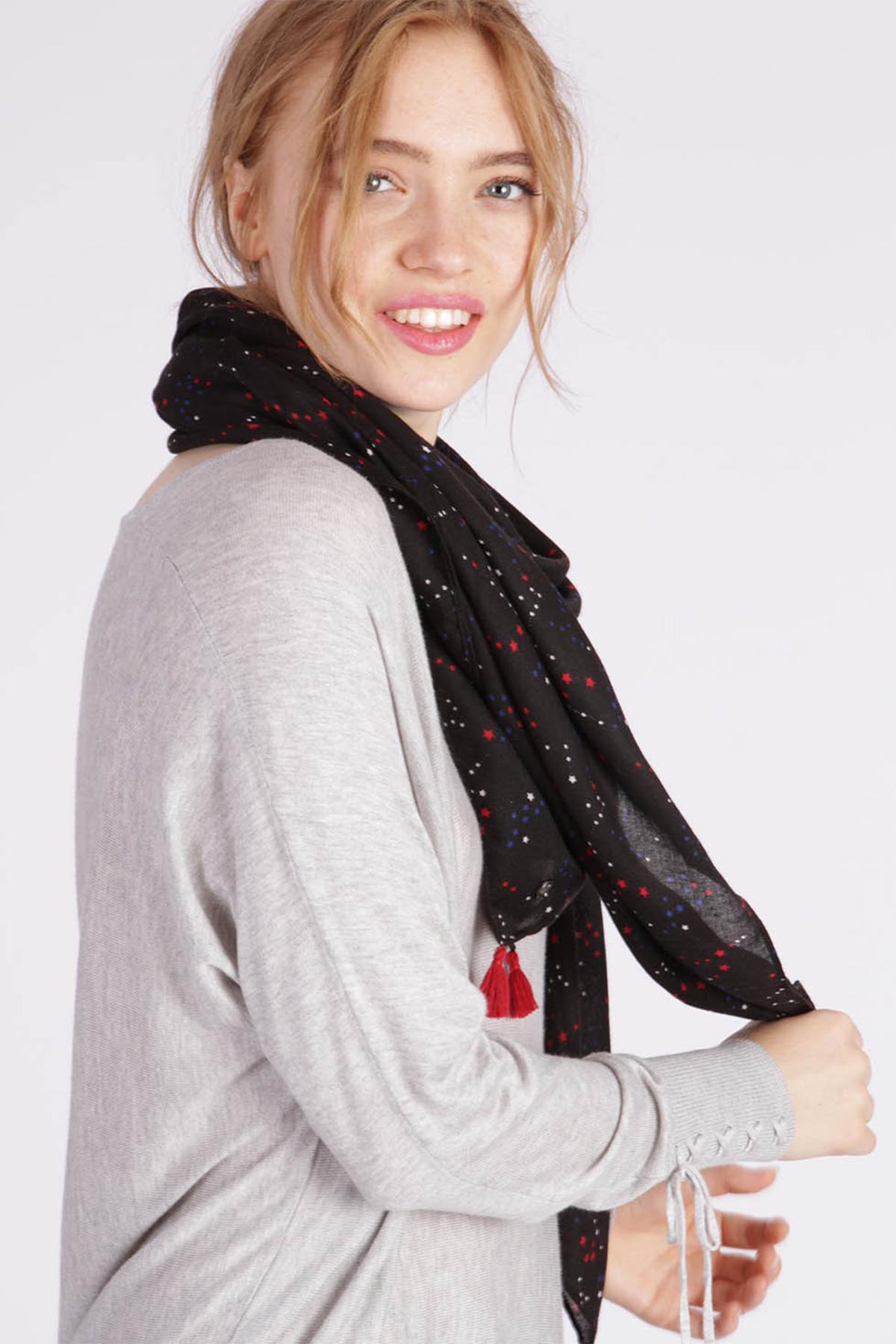 Printed red scarf - Image n°3