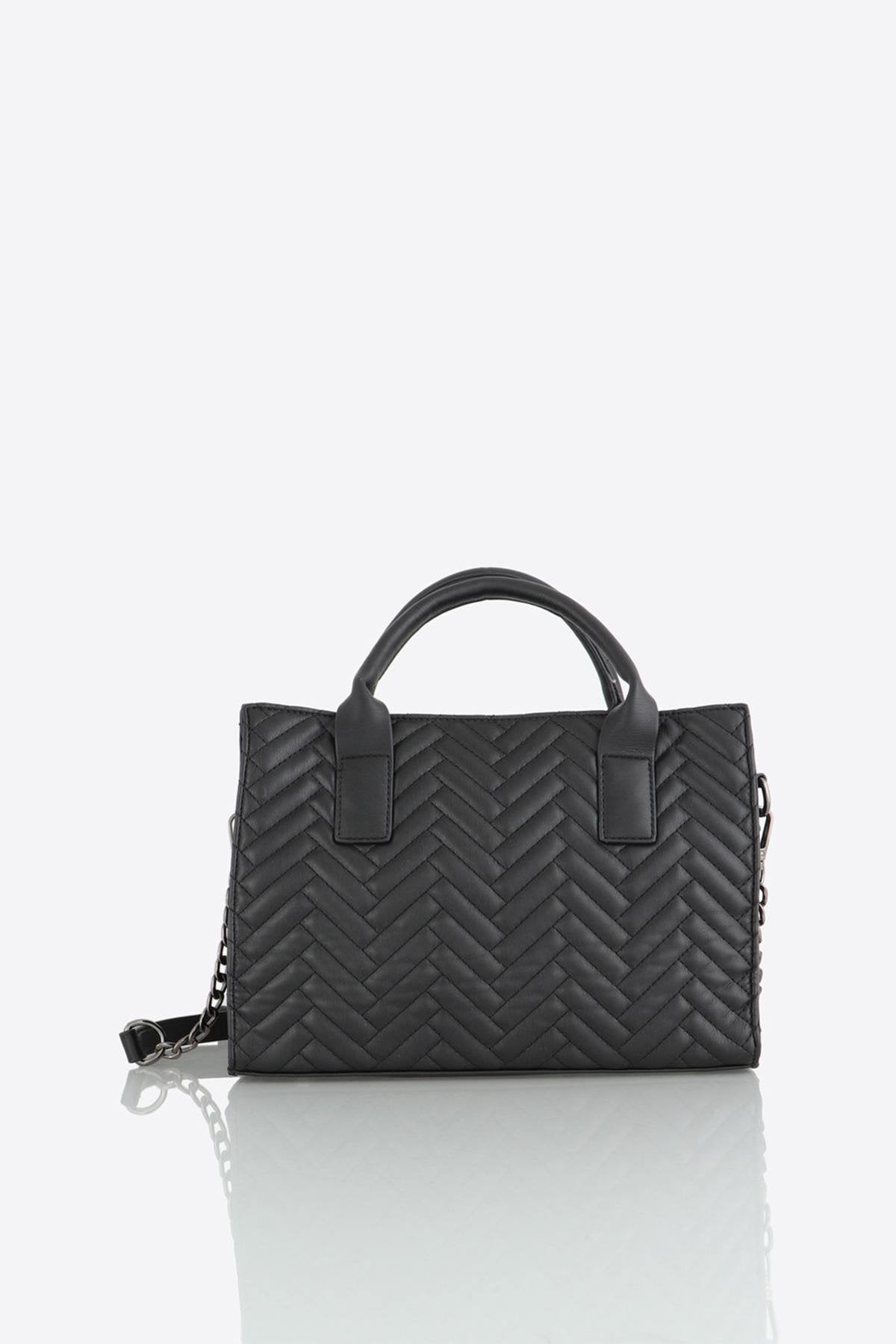 Black quilted effect bag - Image n°2