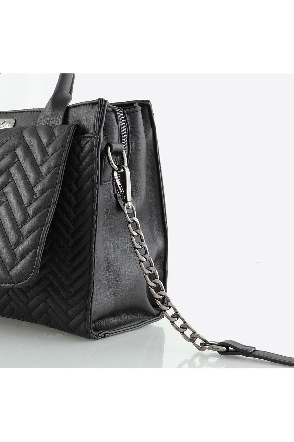 Black quilted effect bag - Image n°5