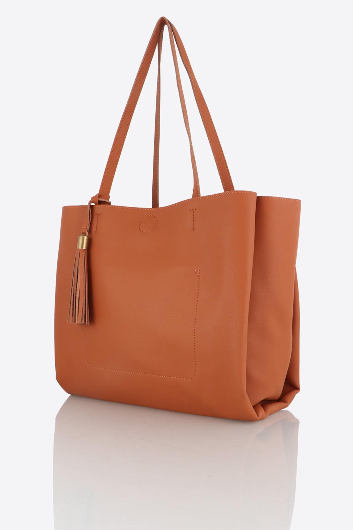 Women's camel handbag - Image n°3