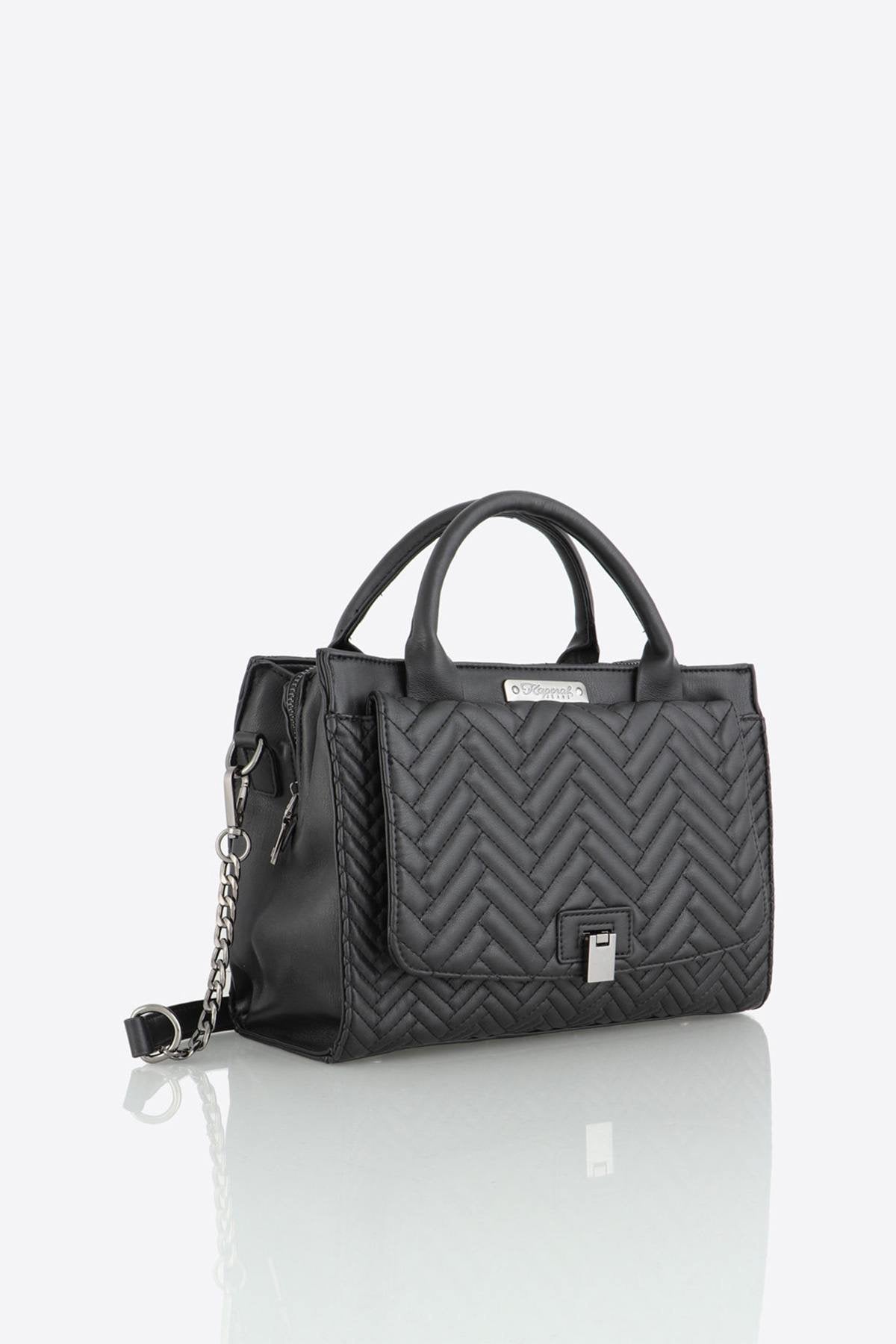 Black quilted effect bag - Image n°8