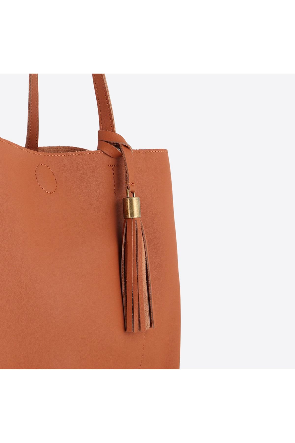 Women's camel handbag - Image n°7