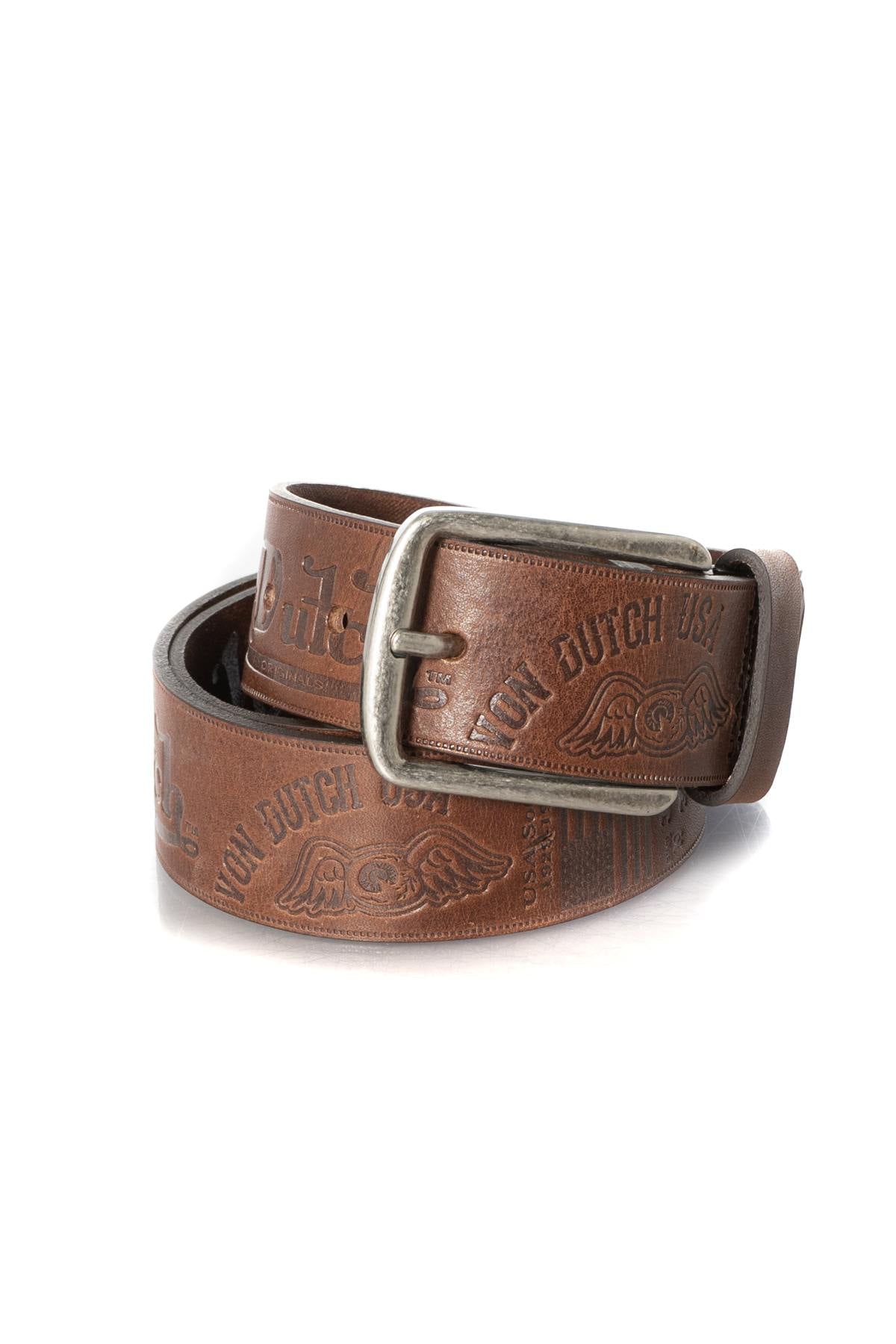 Brown belt with steel buckle - Image n°1