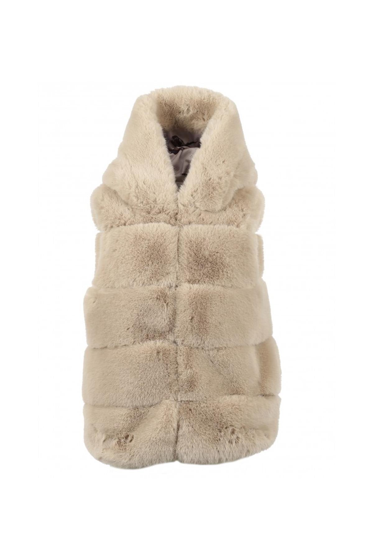 Long sleeveless faux fur vest - Image n°8