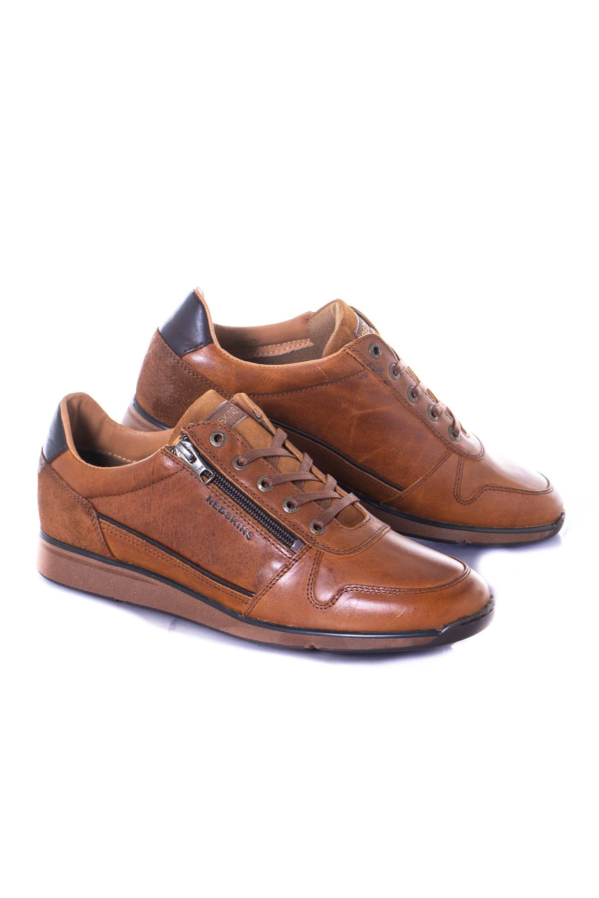 Cognac cowhide leather sneakers - Image n°1