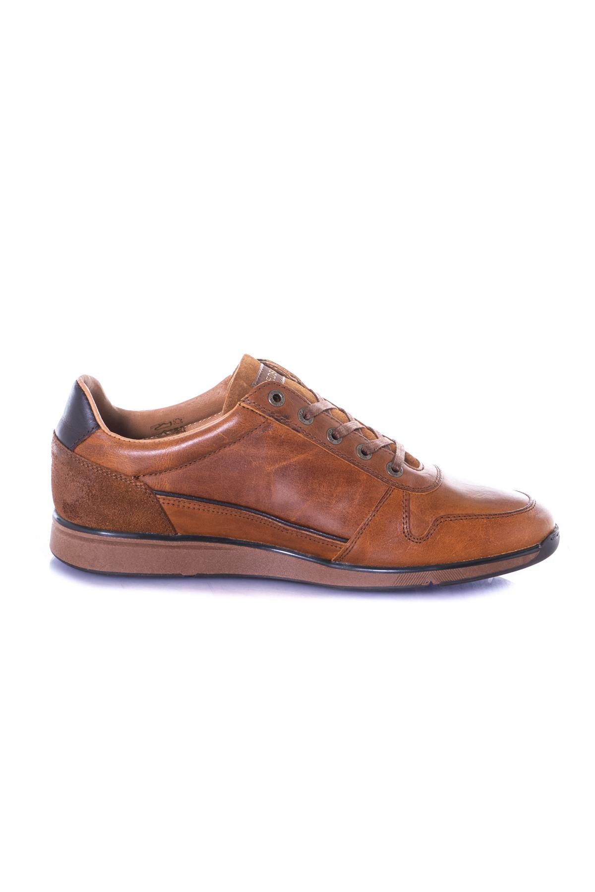 Cognac cowhide leather sneakers - Image n°2