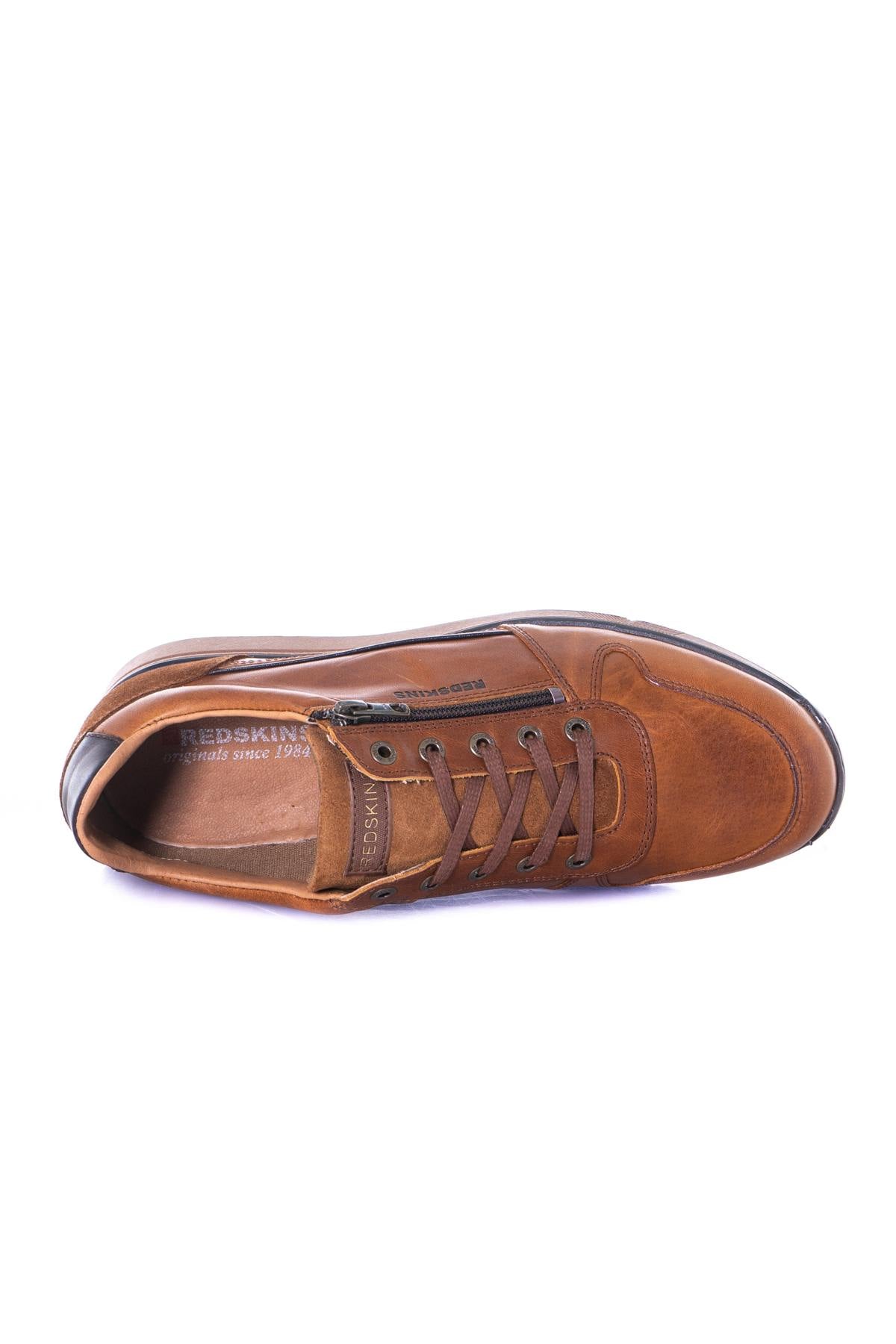 Cognac cowhide leather sneakers - Image n°3