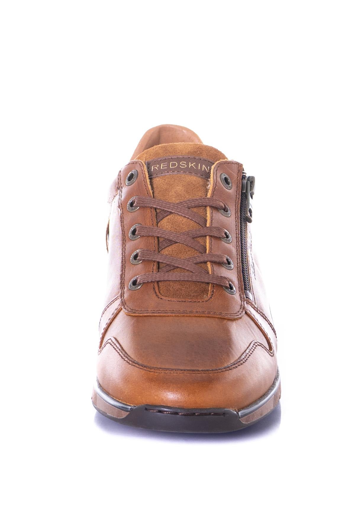 Cognac cowhide leather sneakers - Image n°5