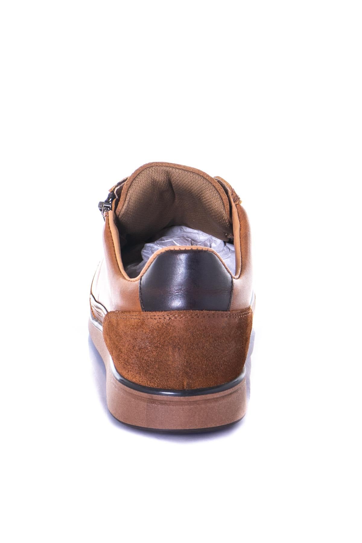 Cognac cowhide leather sneakers - Image n°6