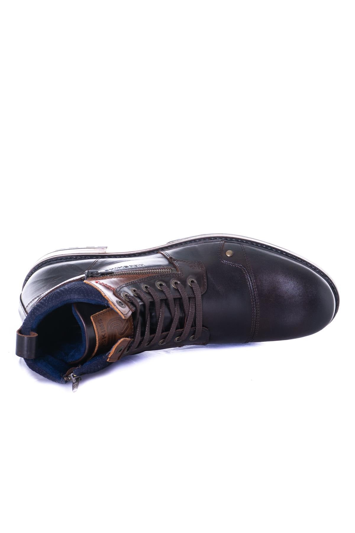 Men's navy leather boots - Image n°3