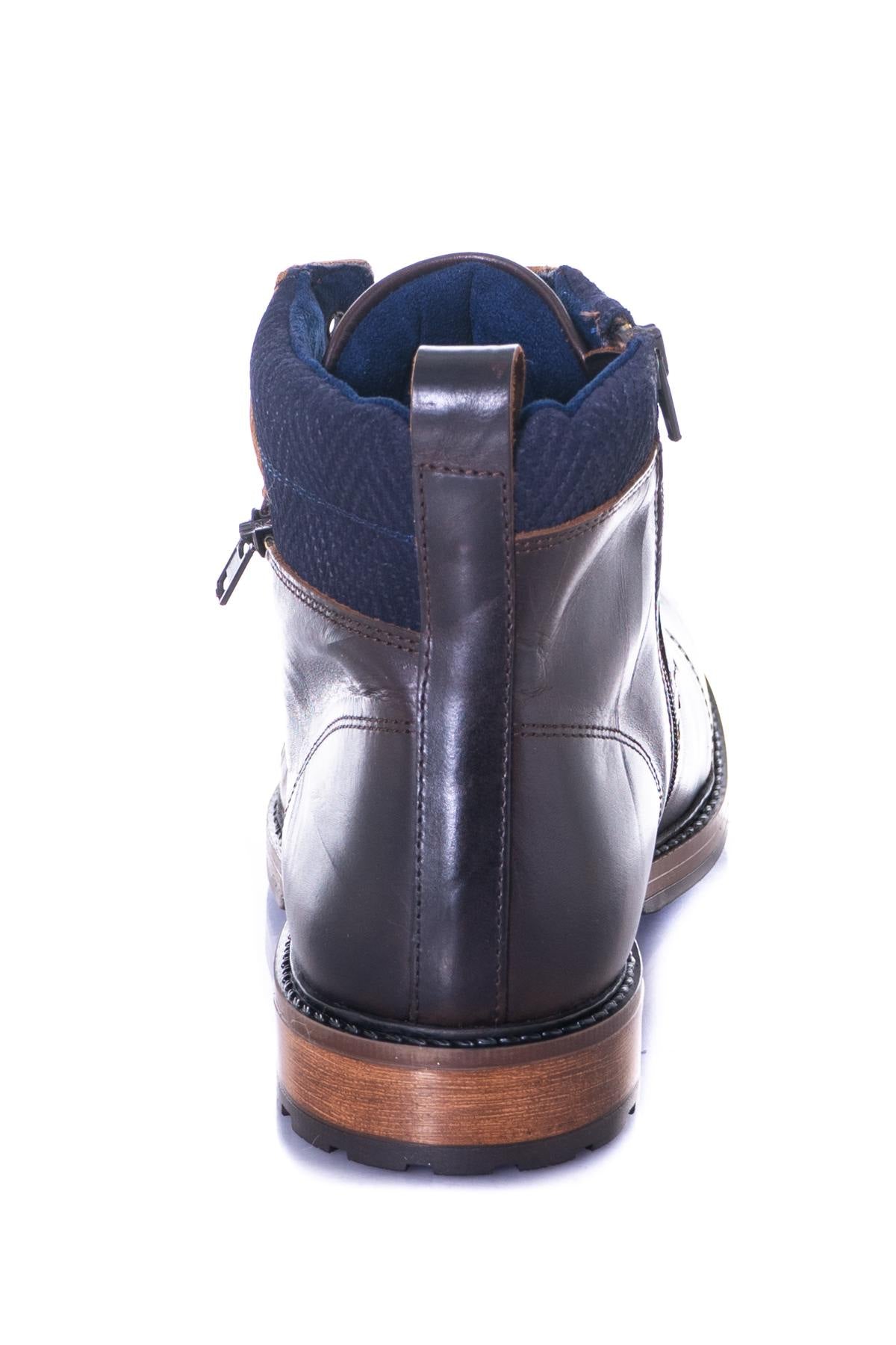 Men's navy leather boots - Image n°6