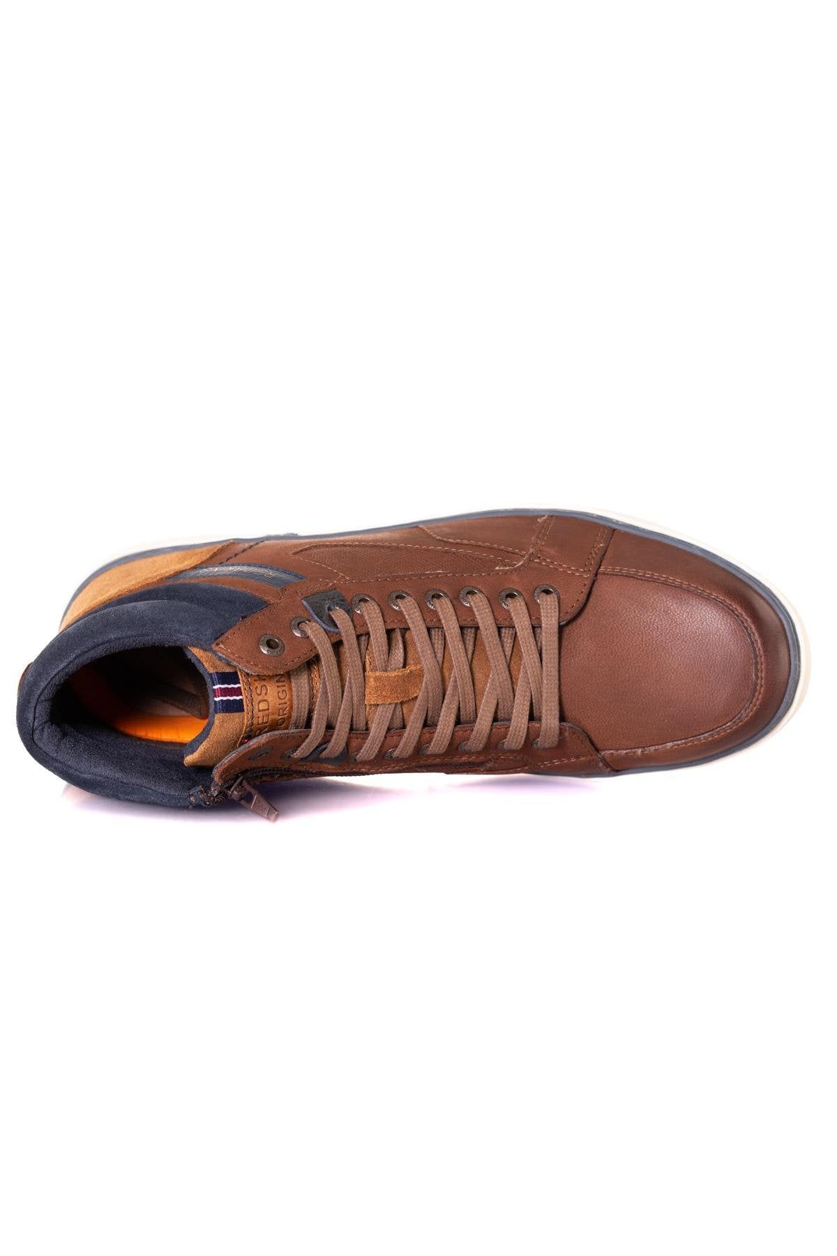 Brown and blue leather high-top shoes - Image n°3