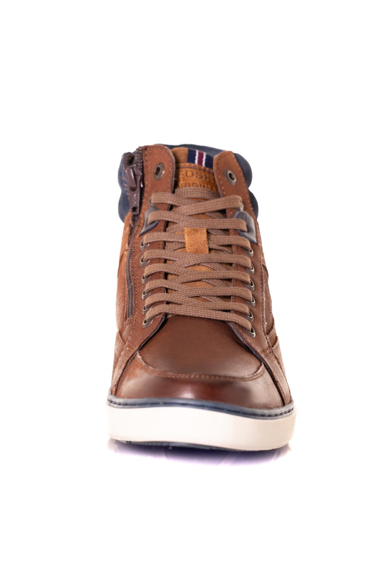 Brown and blue leather high-top shoes - Image n°5