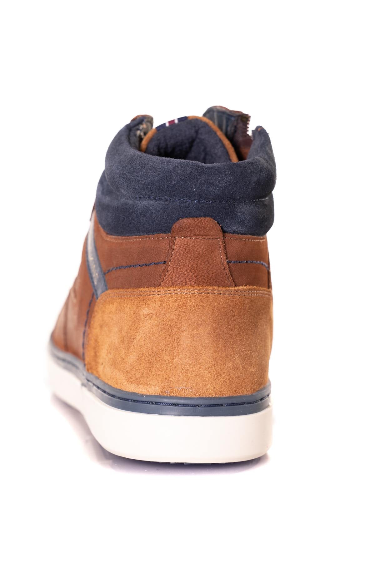 Brown and blue leather high-top shoes - Image n°6