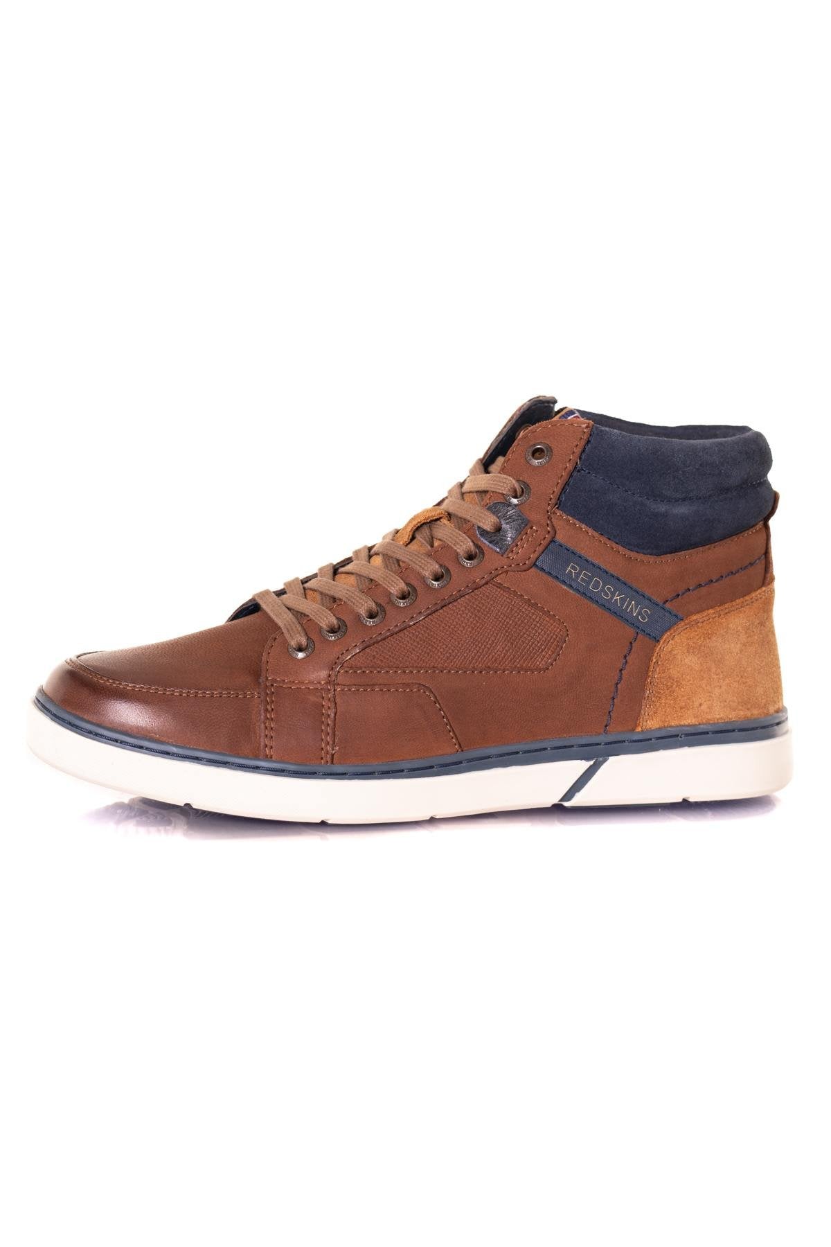 Brown and blue leather high-top shoes - Image n°7