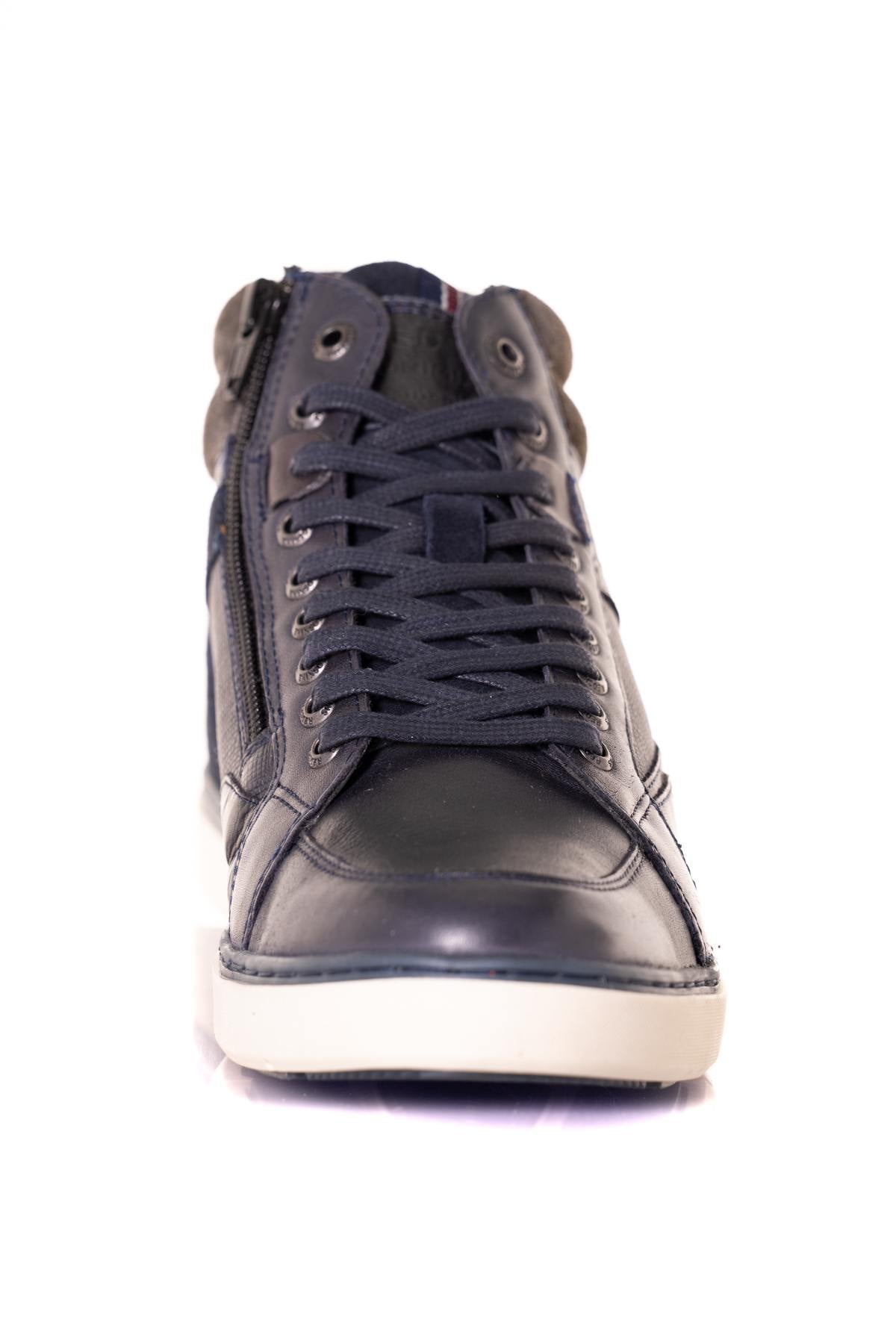 Gray and navy leather high-top shoes - Image n°5