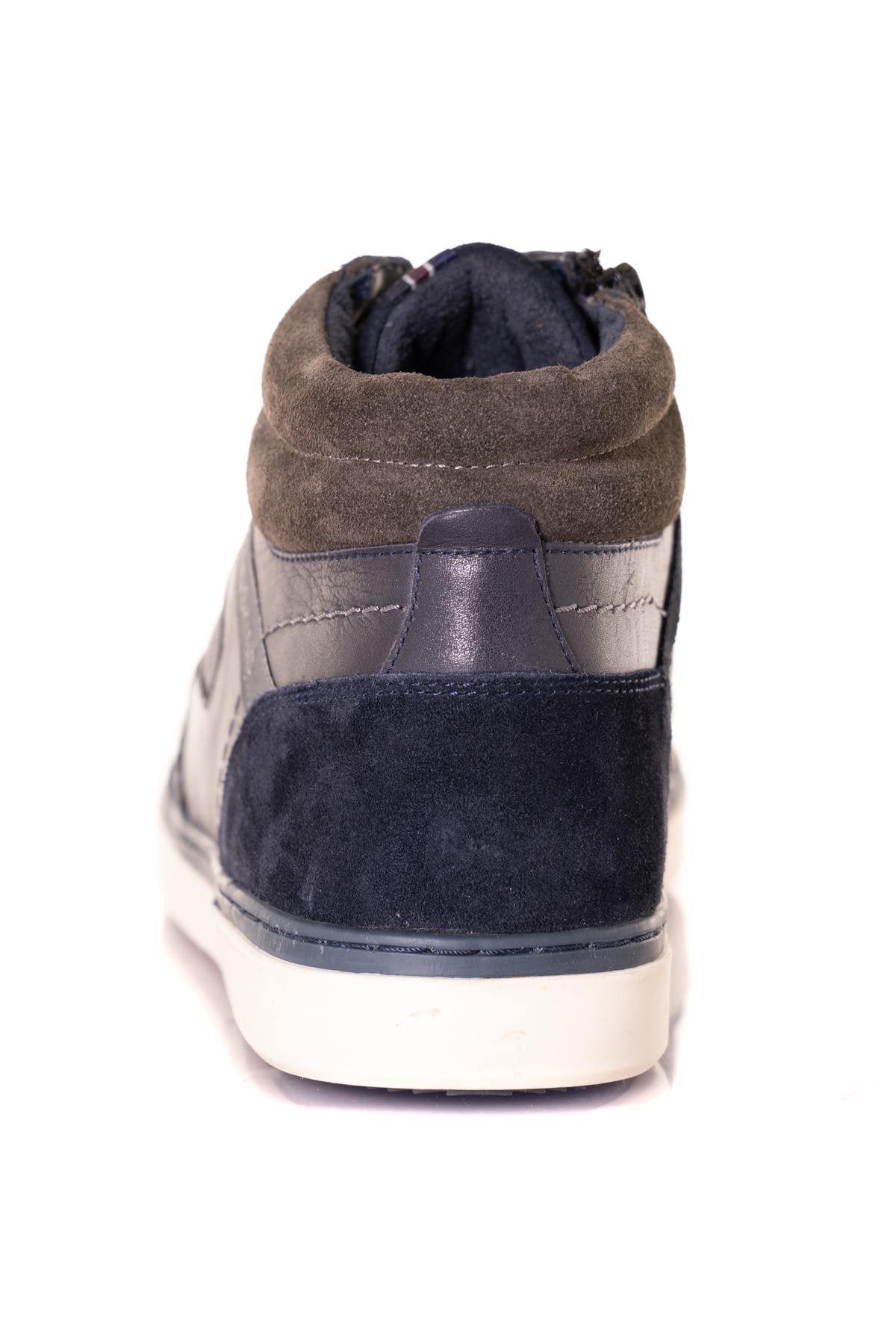 Gray and navy leather high-top shoes - Image n°6