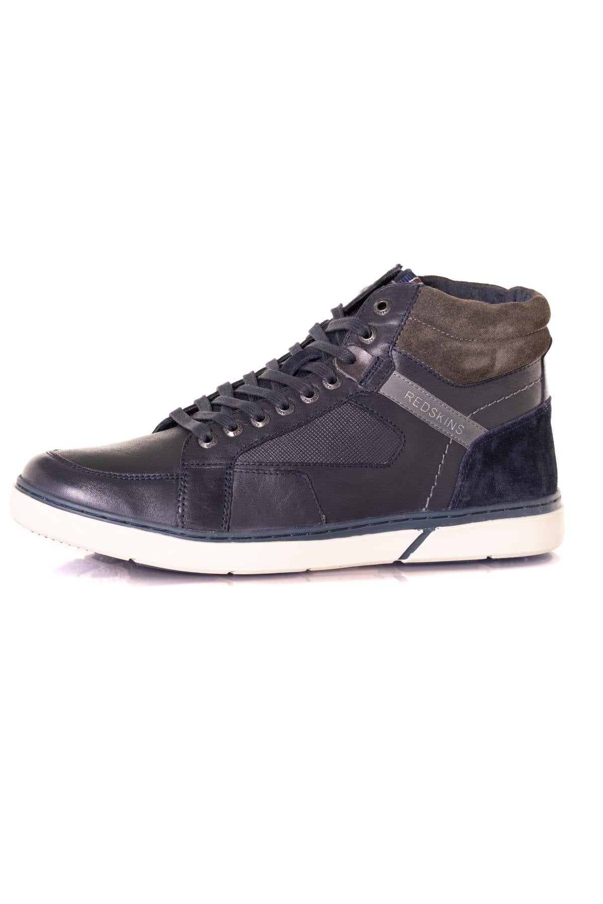 Gray and navy leather high-top shoes - Image n°7