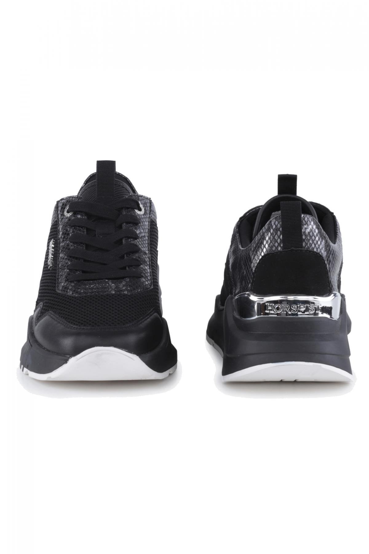 Plain black leather sneakers - Image n°4