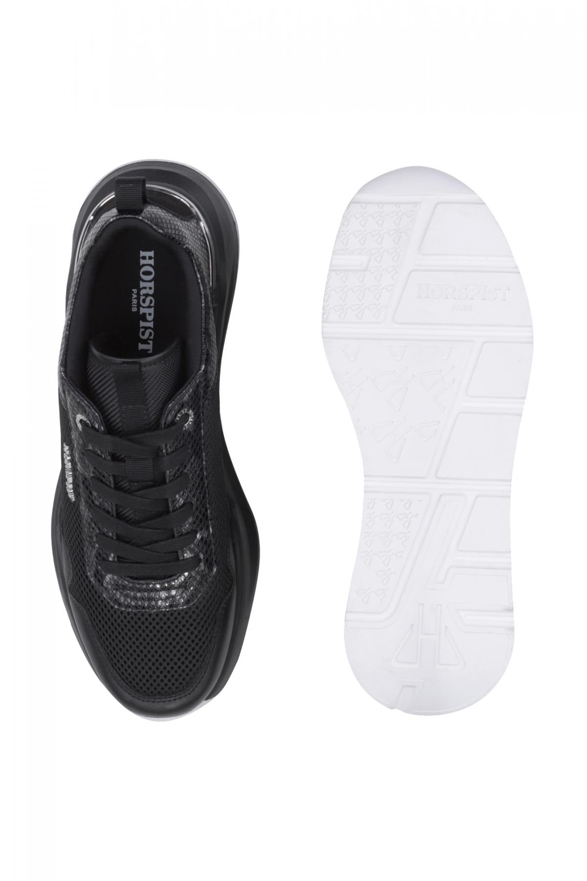 Plain black leather sneakers - Image n°5