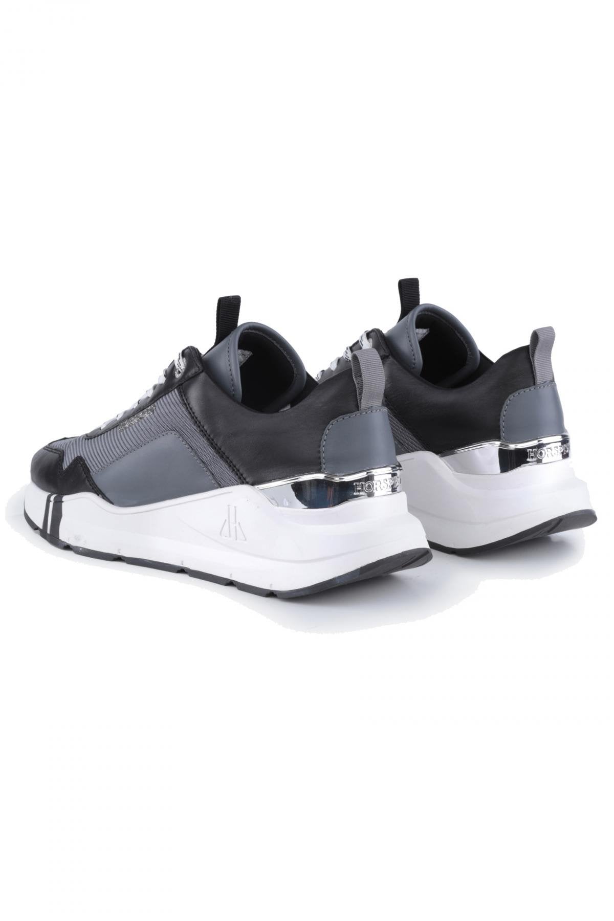 Gray black and white leather sneakers - Image n°3