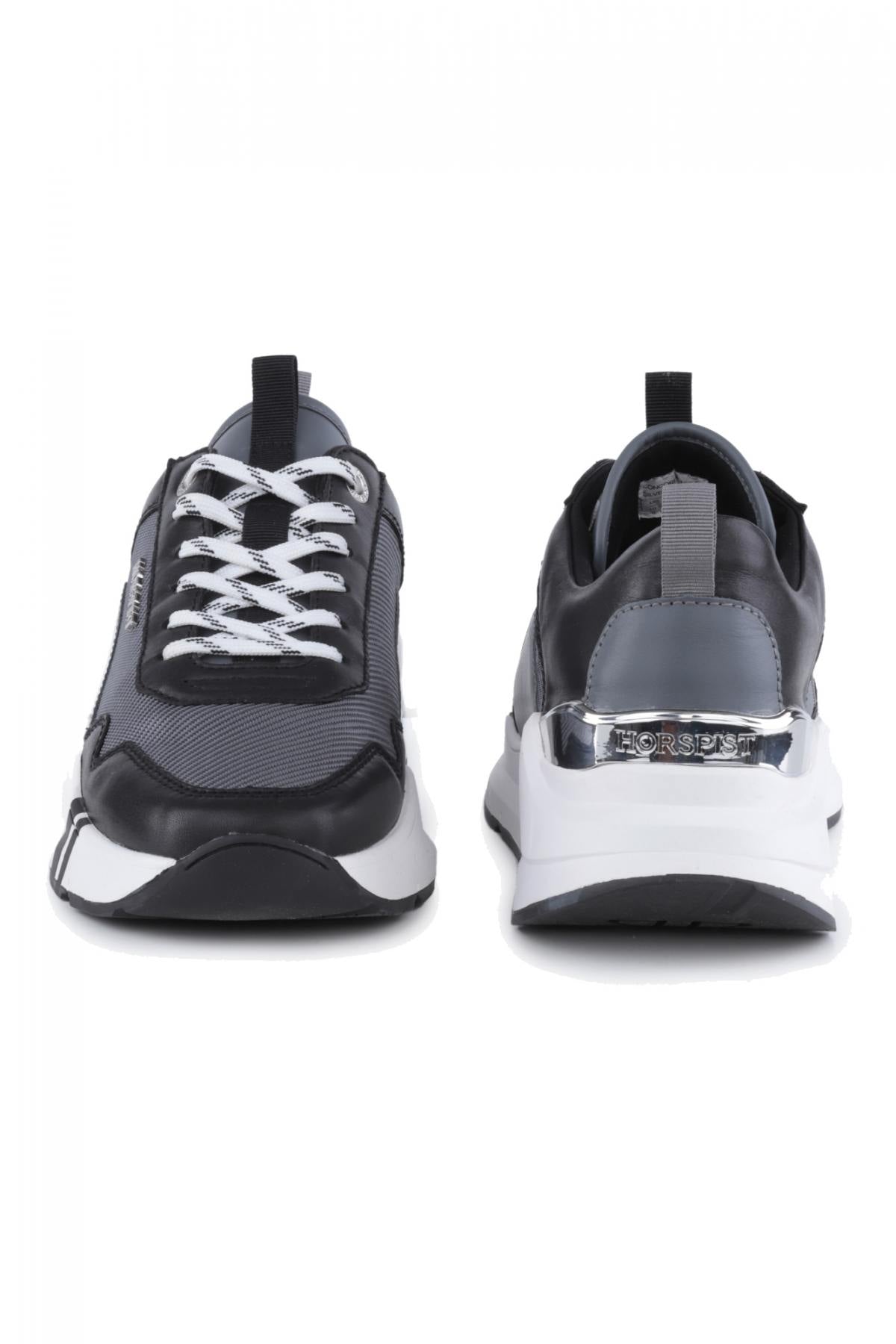 Gray black and white leather sneakers - Image n°4