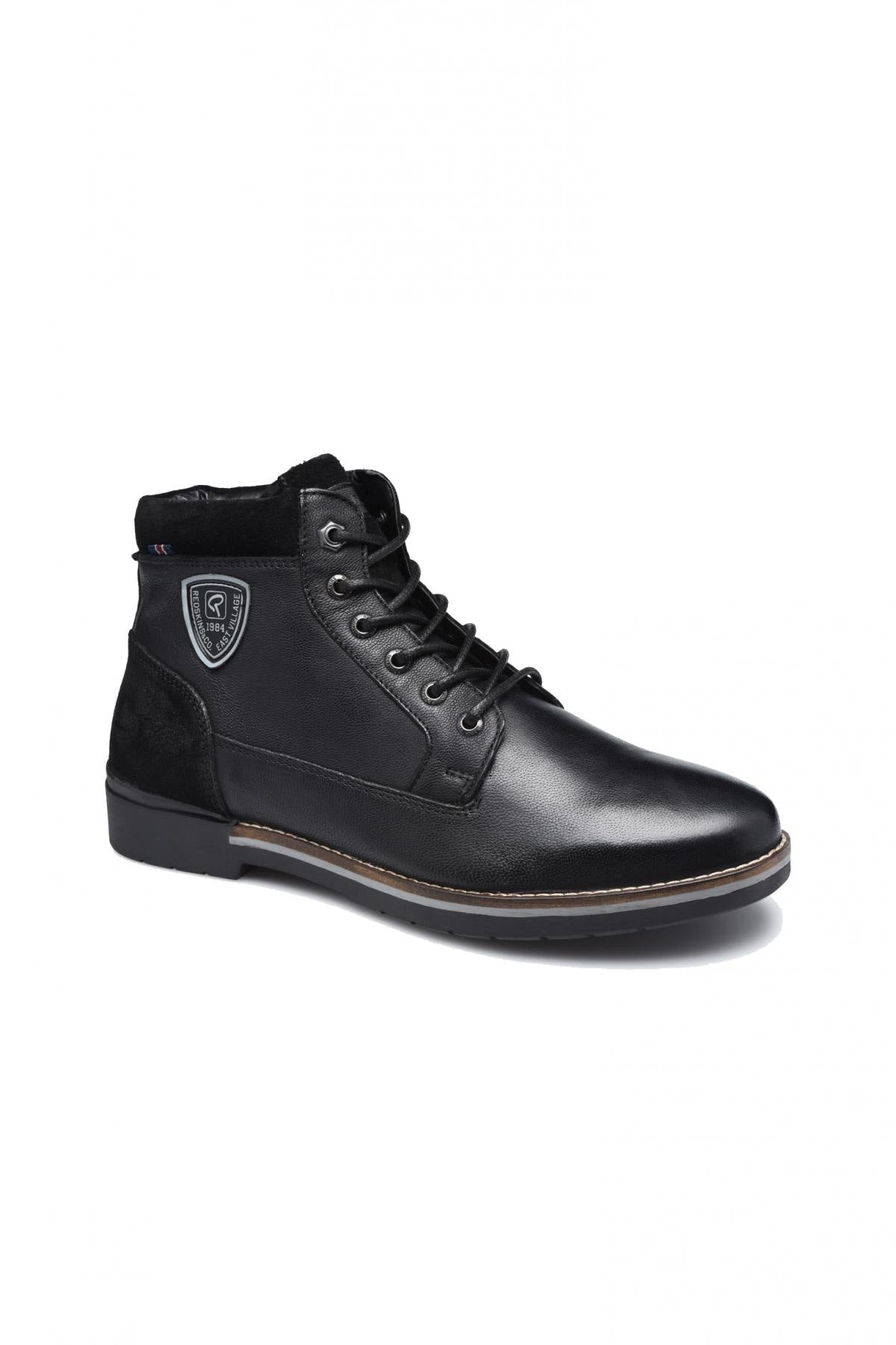 Men's black bi-material boots - Image n°1