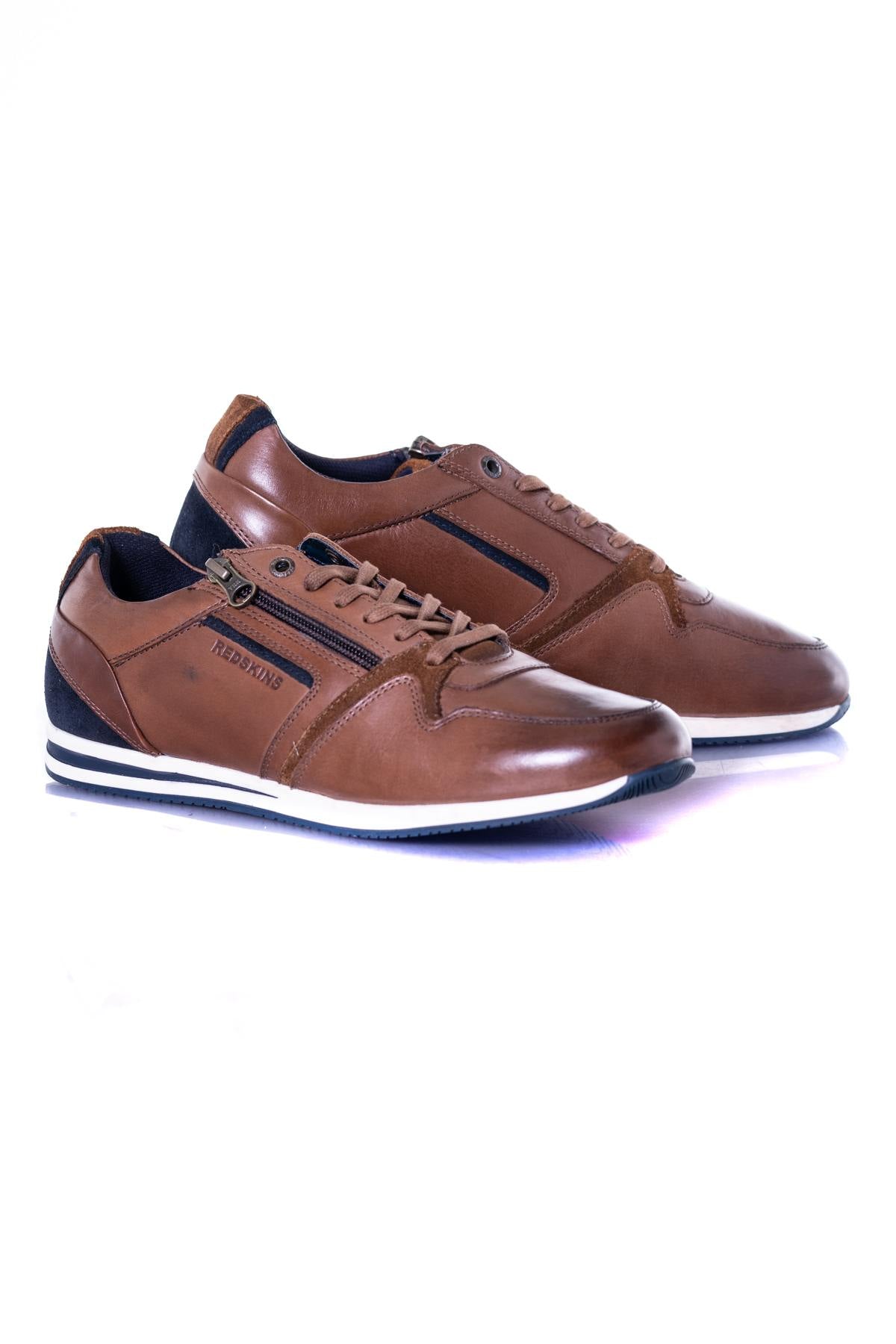 Men's cognac sneakers - Image n°1