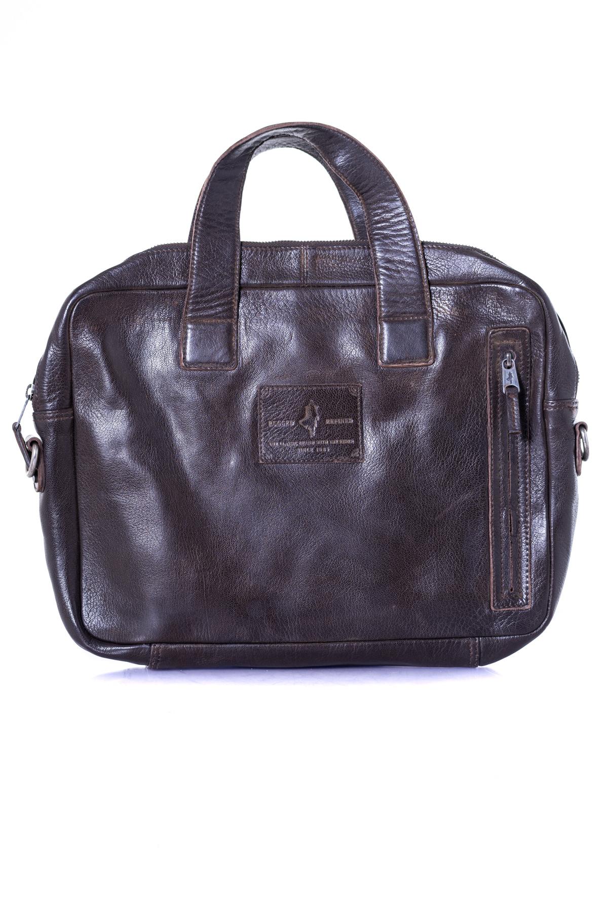 Dark brown leather computer bag - Image n°2