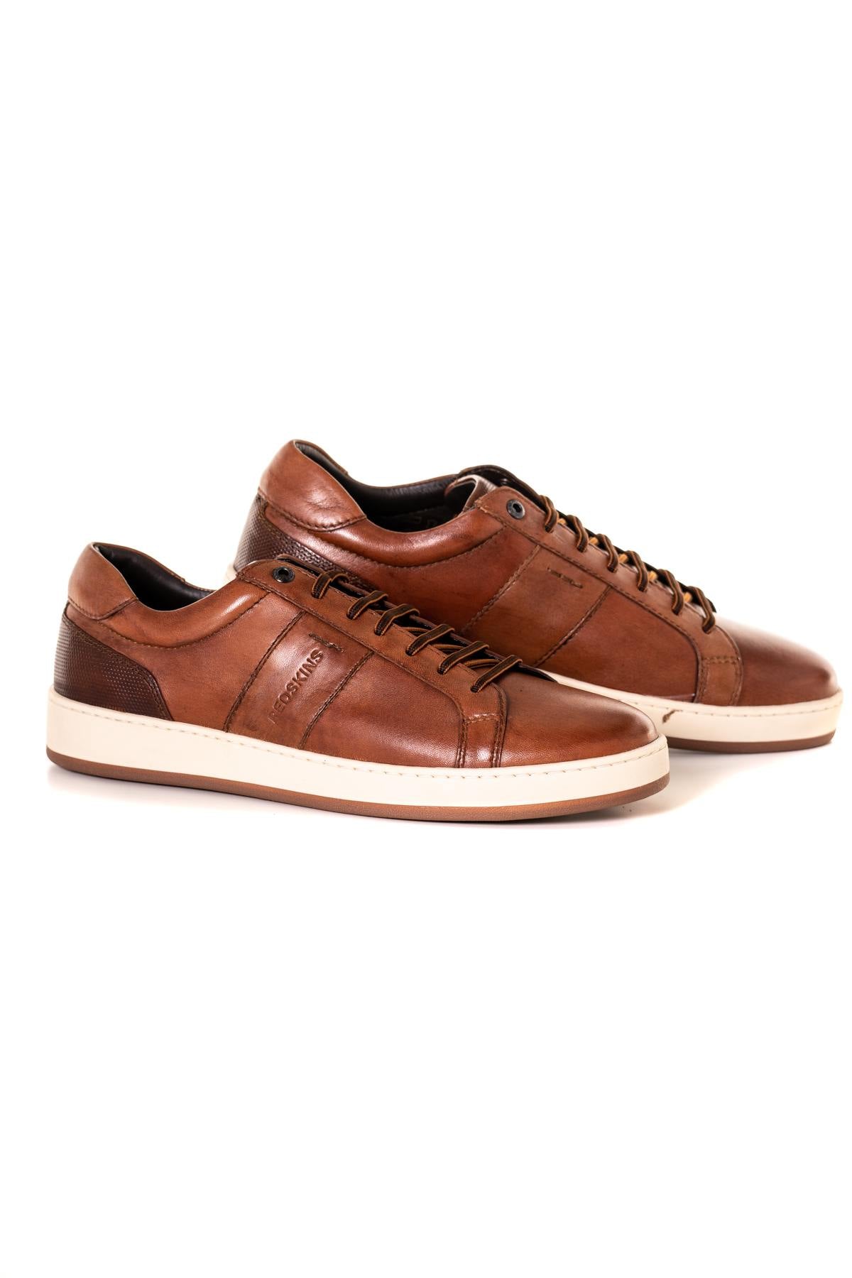 Cognac cowhide leather sneakers - Image n°1