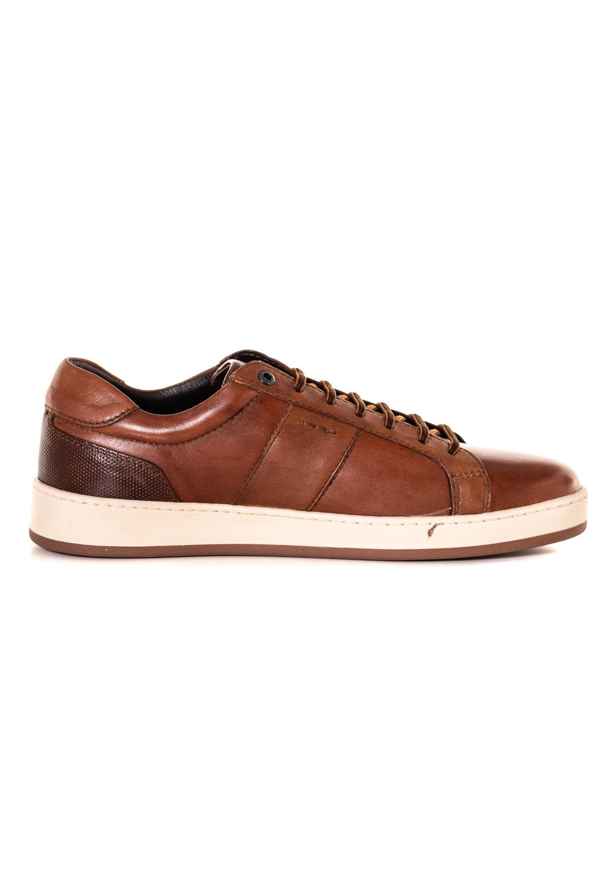 Cognac cowhide leather sneakers - Image n°2