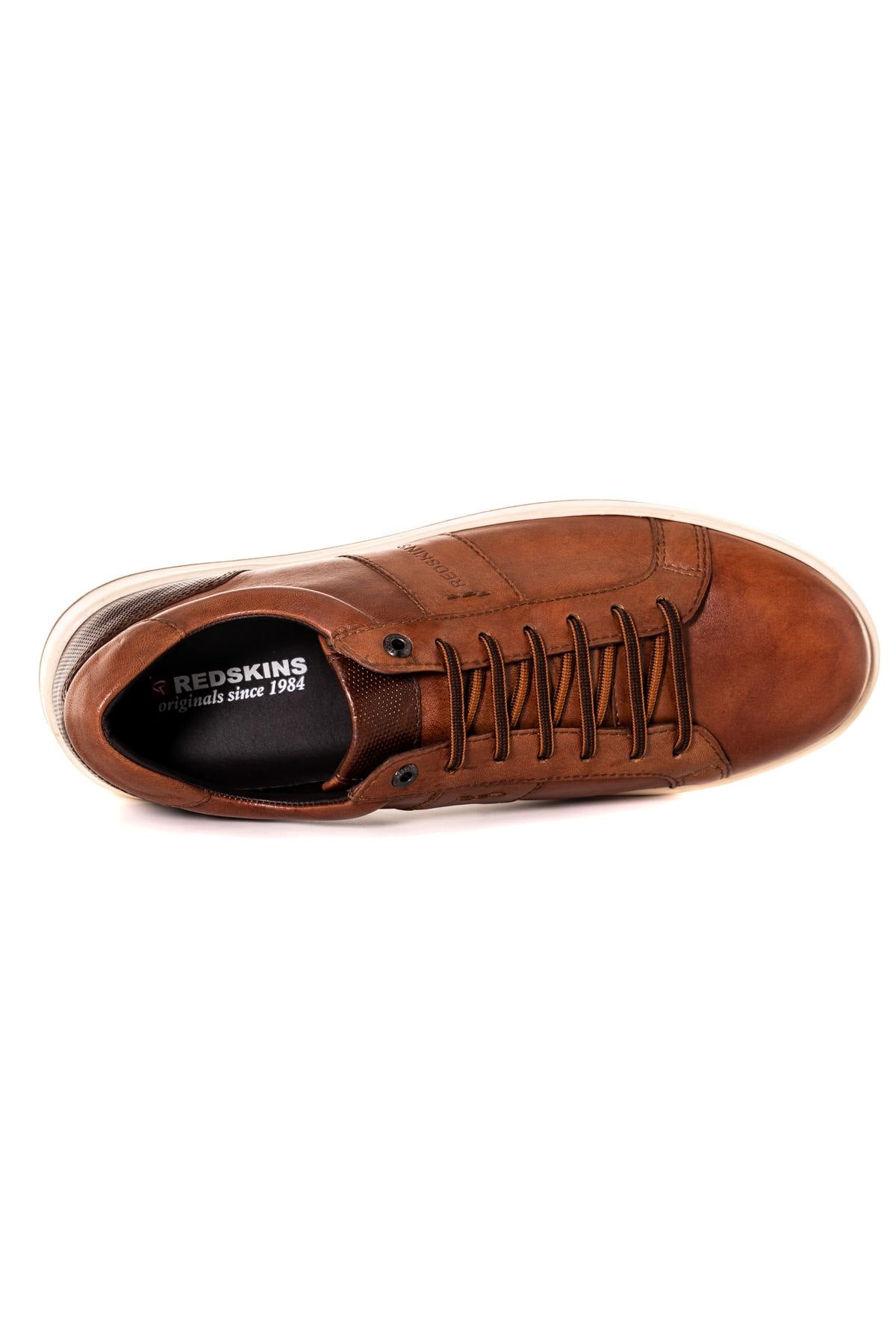 Cognac cowhide leather sneakers - Image n°3