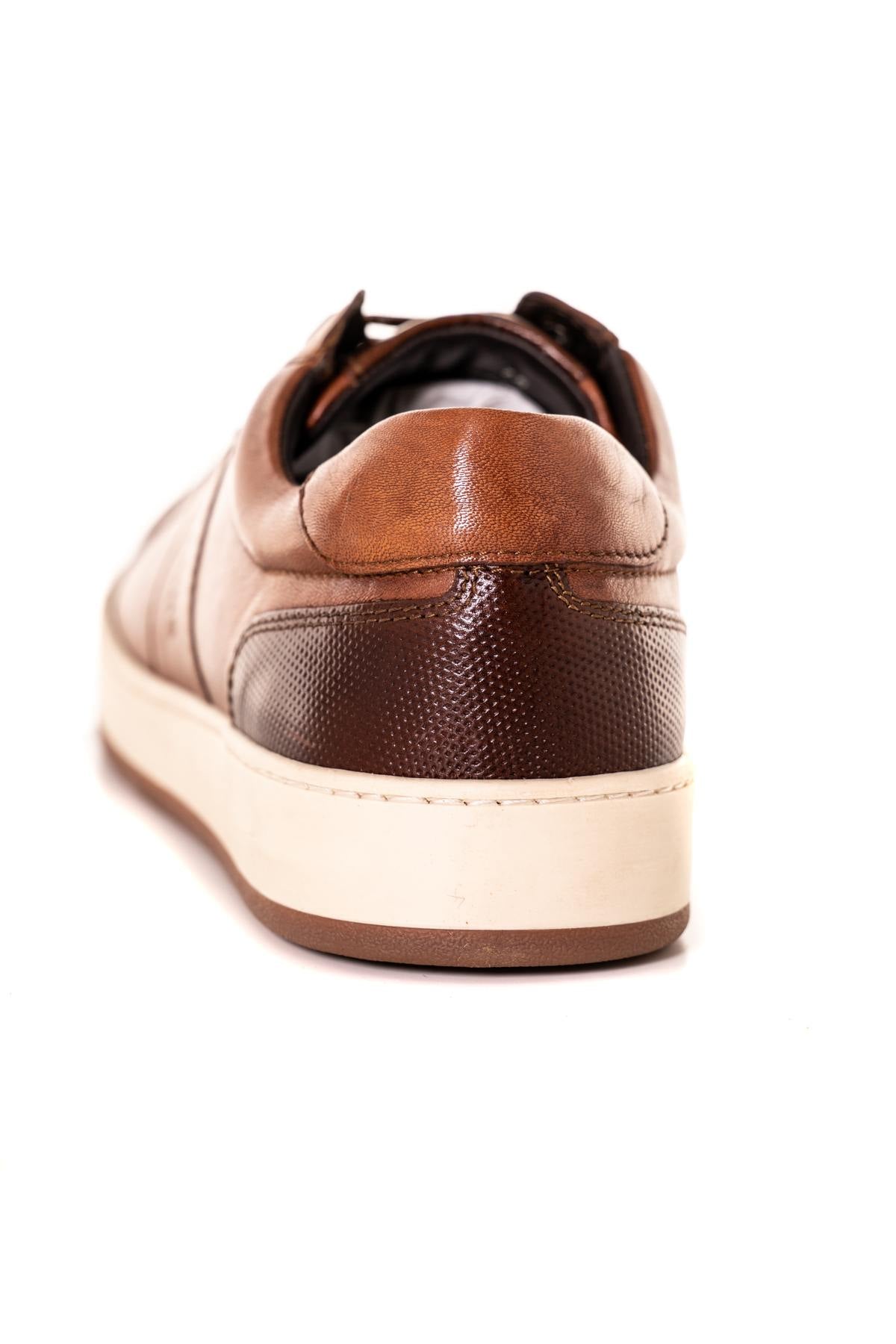 Cognac cowhide leather sneakers - Image n°6