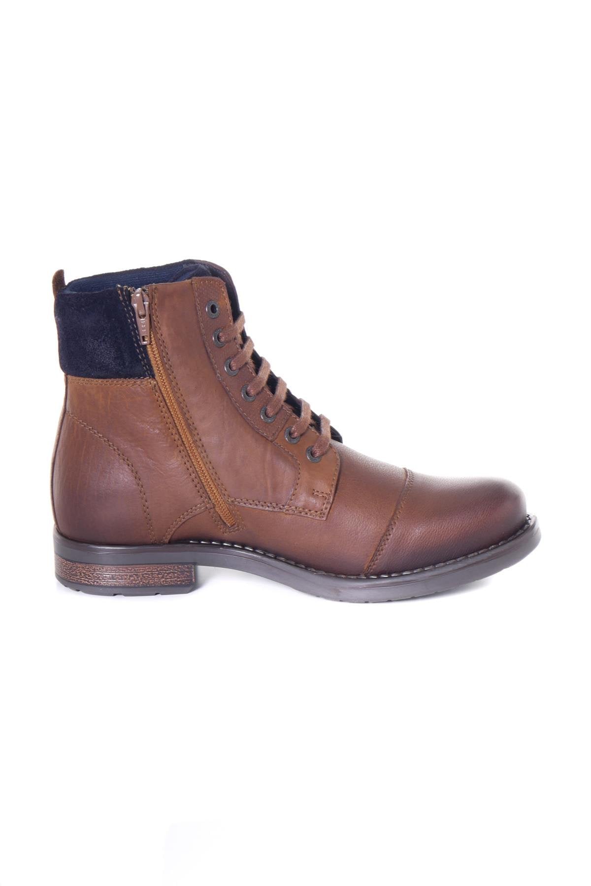 Cognac cowhide leather boots - Image n°2