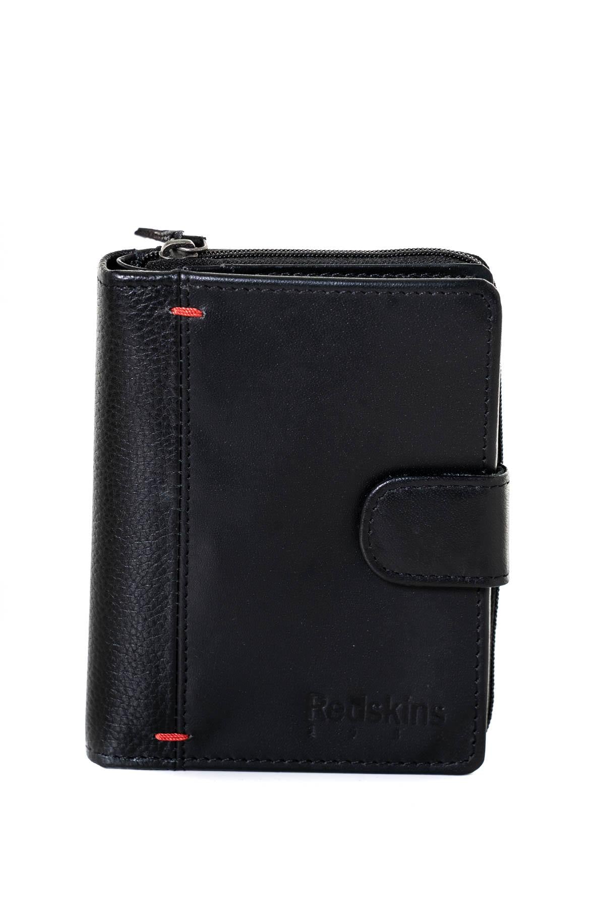 Black leather wallet with snap - Image n°1