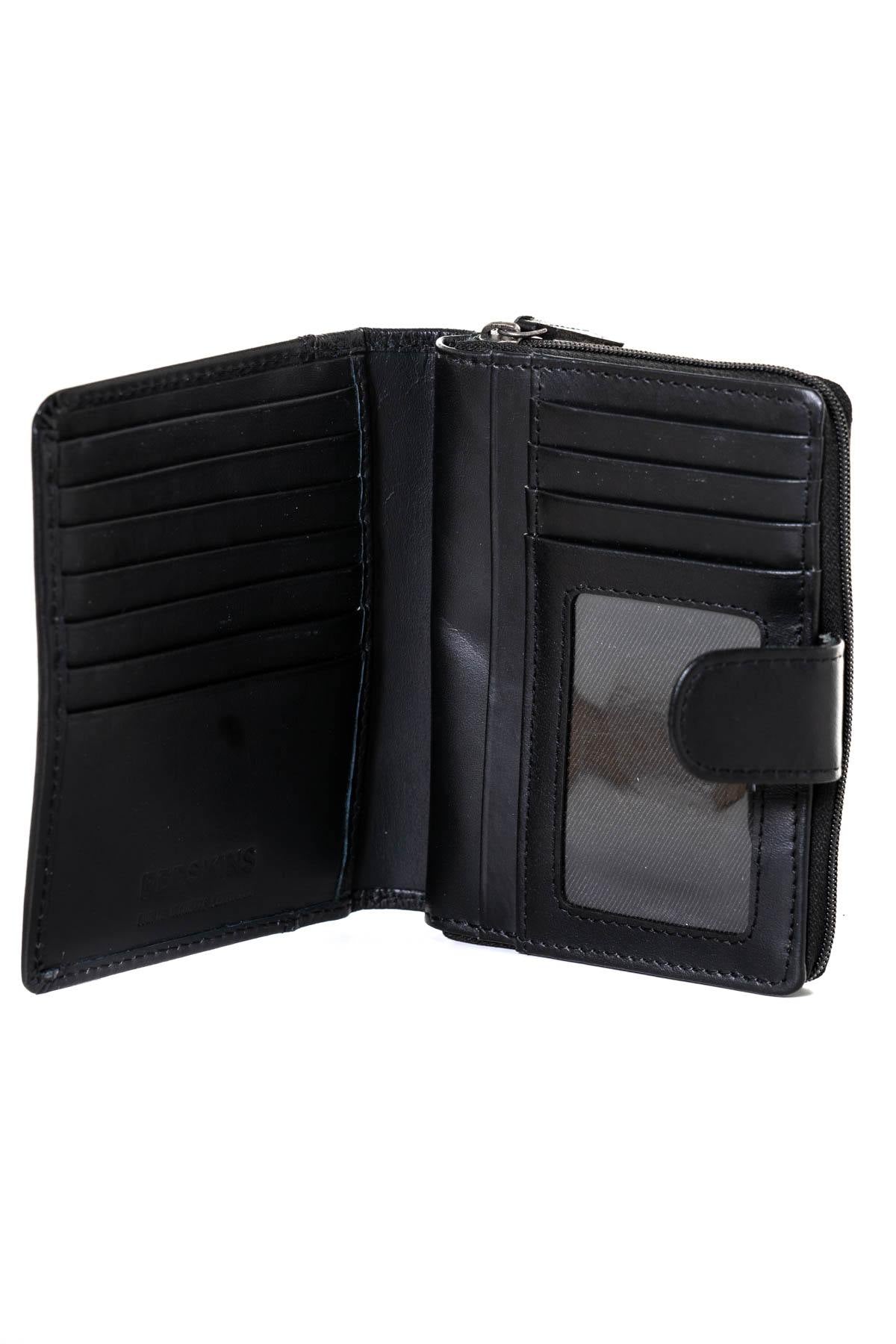 Black leather wallet with snap - Image n°2