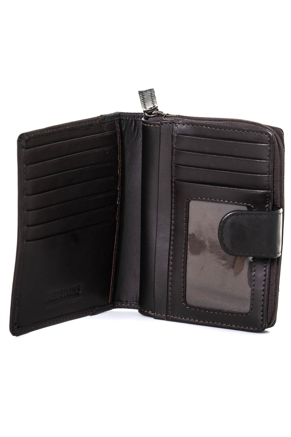 Wallet with snap closure in brown leather - Image n°2