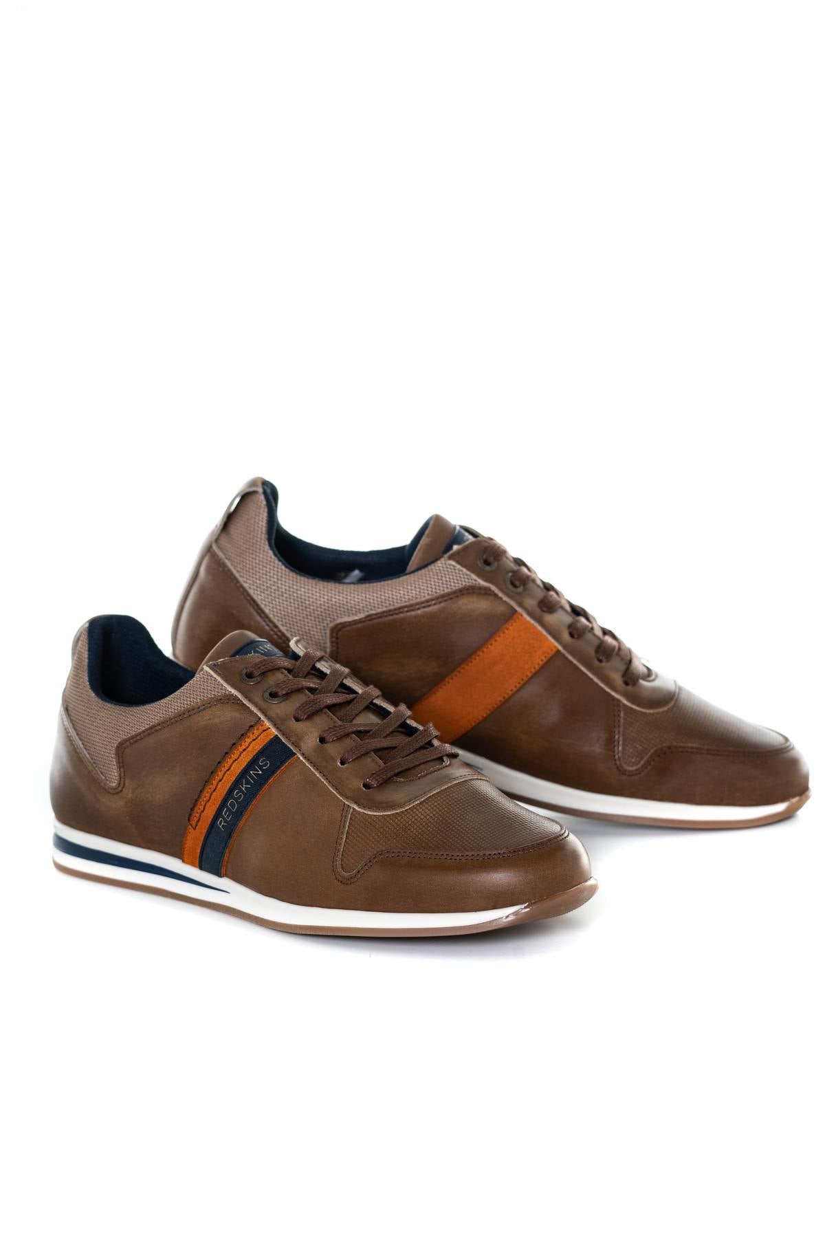 Brown leather low-top sneakers - Image n°1