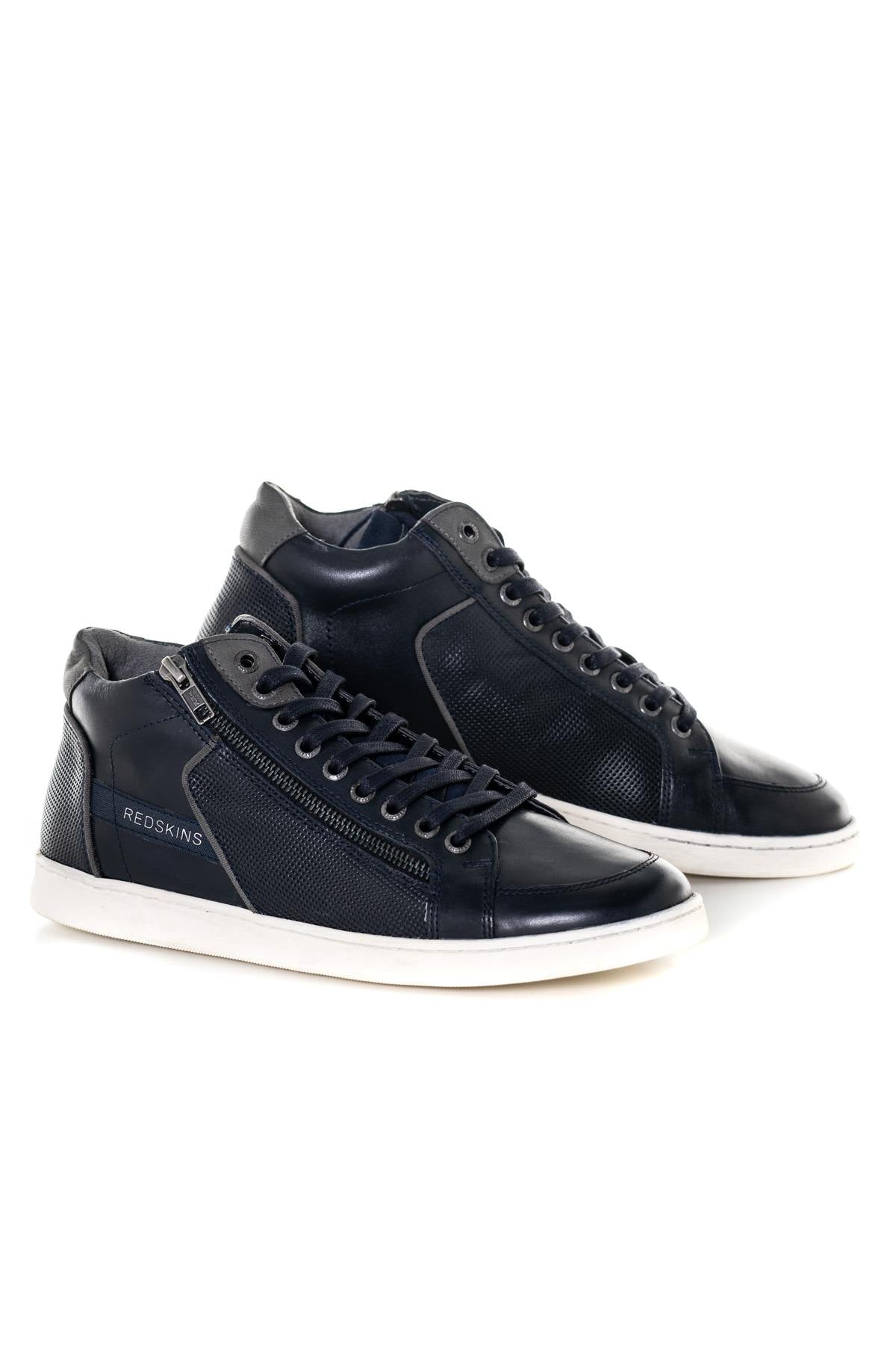 Navy blue mid-top sneakers - Image n°1