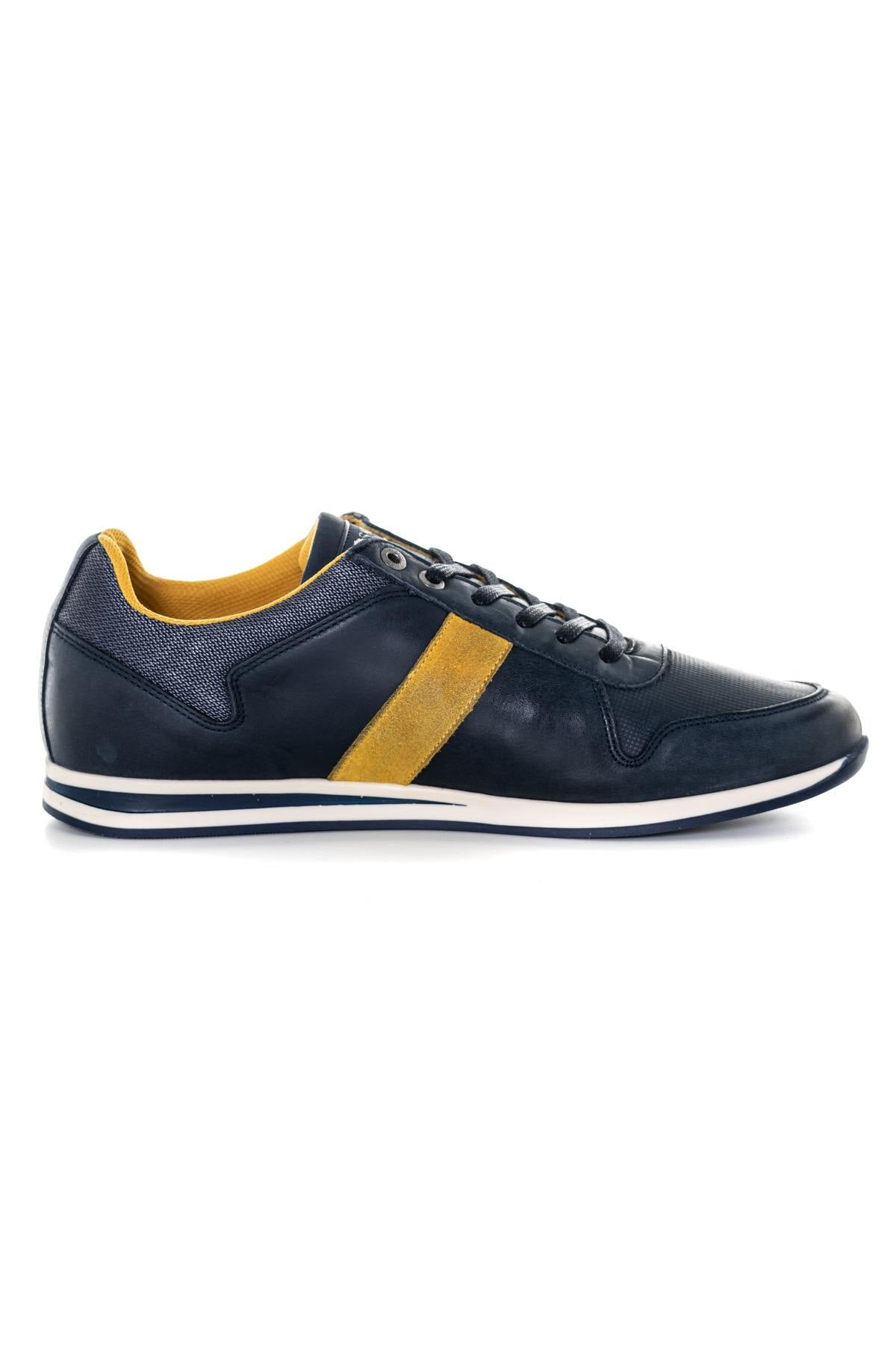 Men's navy blue and yellow sneakers - Image n°2