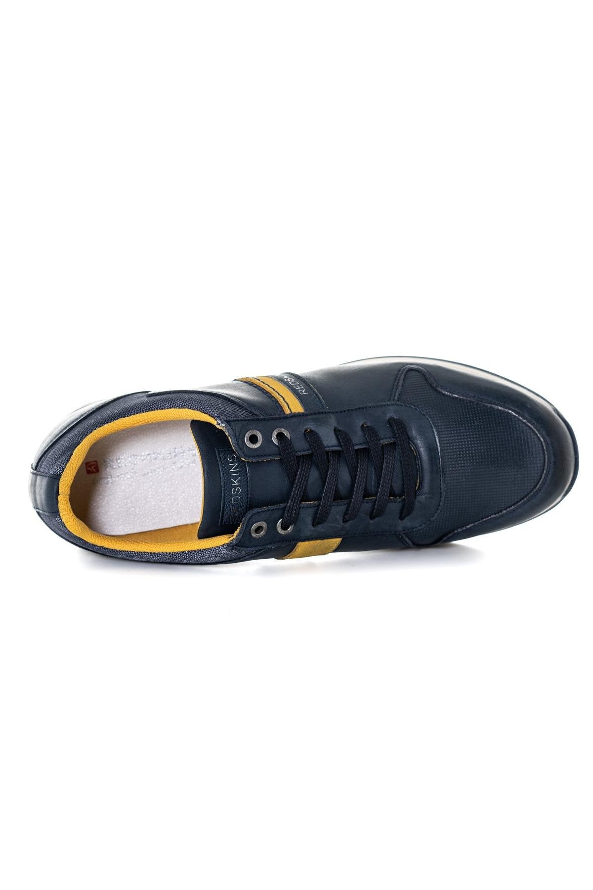 Men's navy blue and yellow sneakers - Image n°3