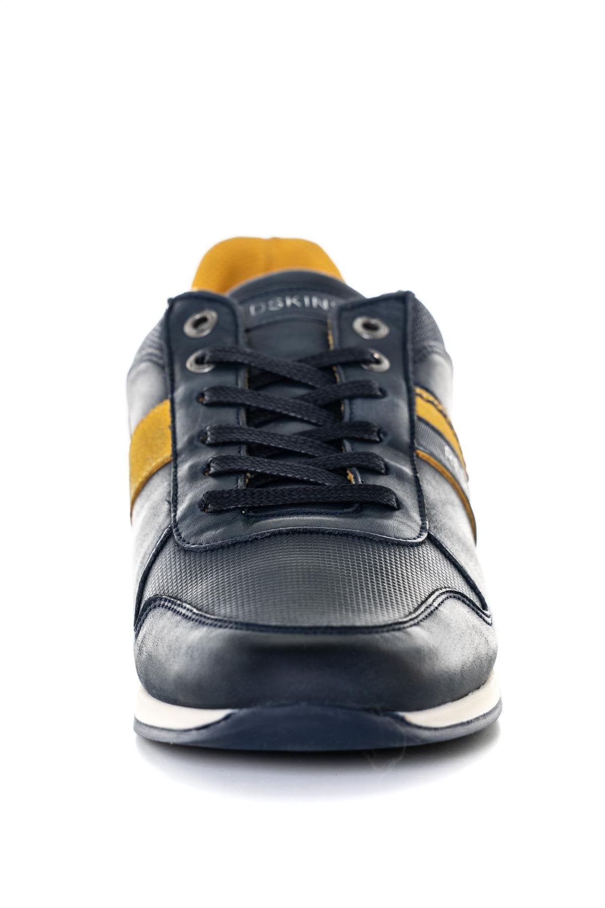 Men's navy blue and yellow sneakers - Image n°5