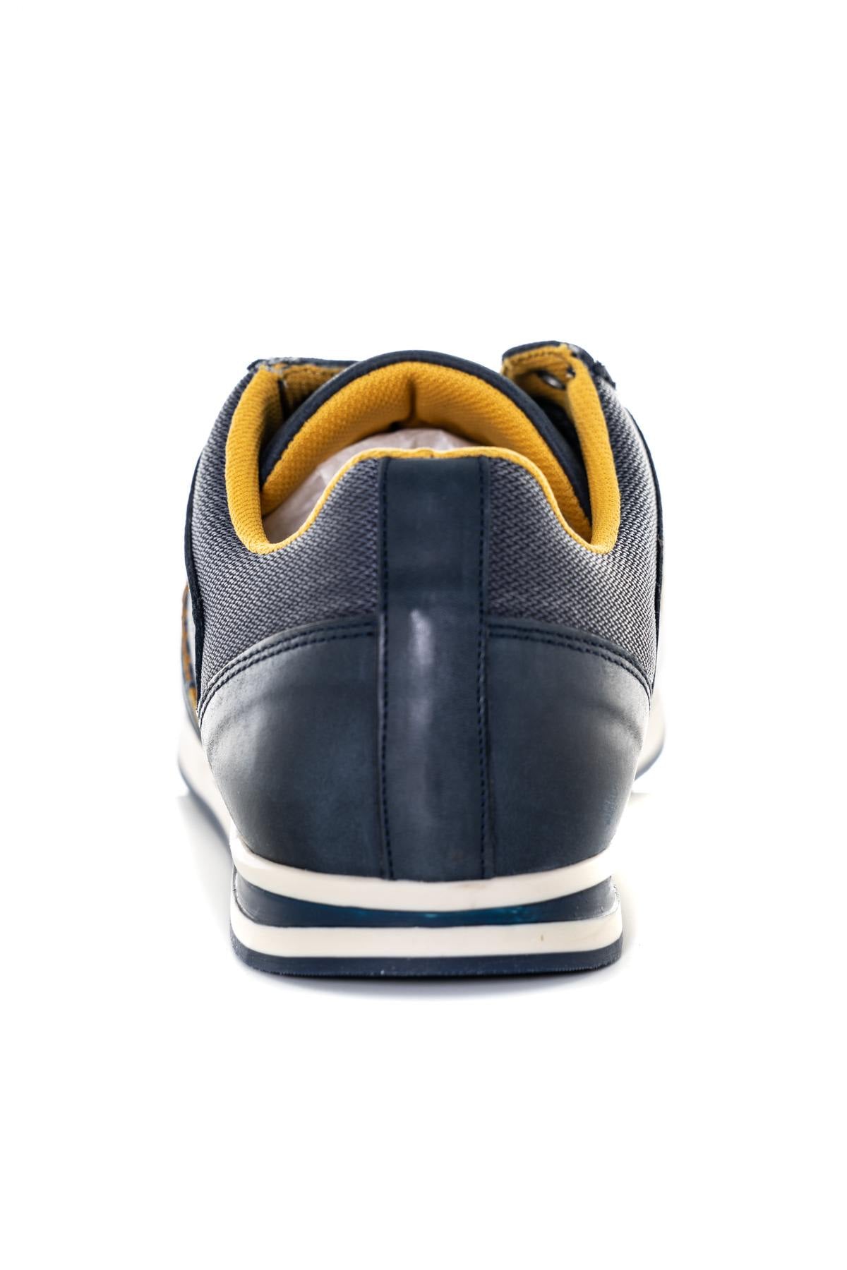 Men's navy blue and yellow sneakers - Image n°6