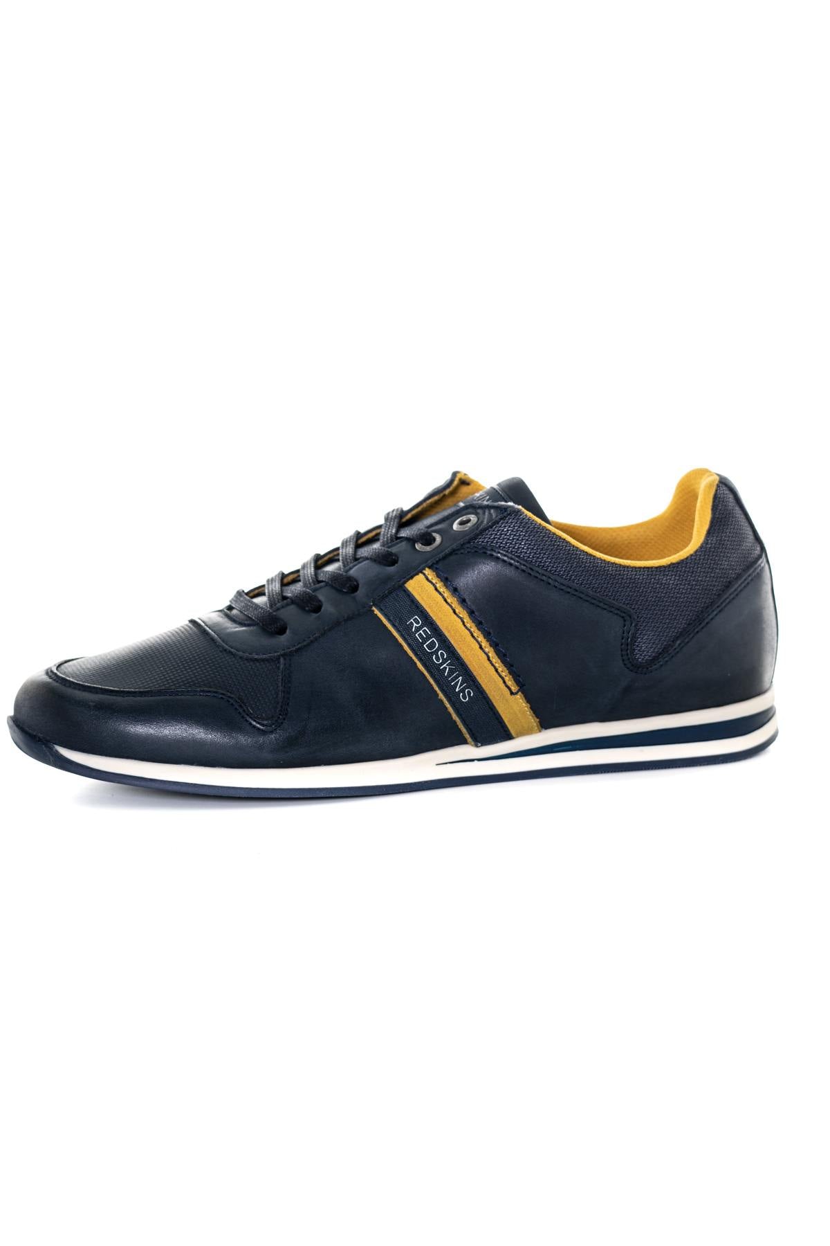 Men's navy blue and yellow sneakers - Image n°7