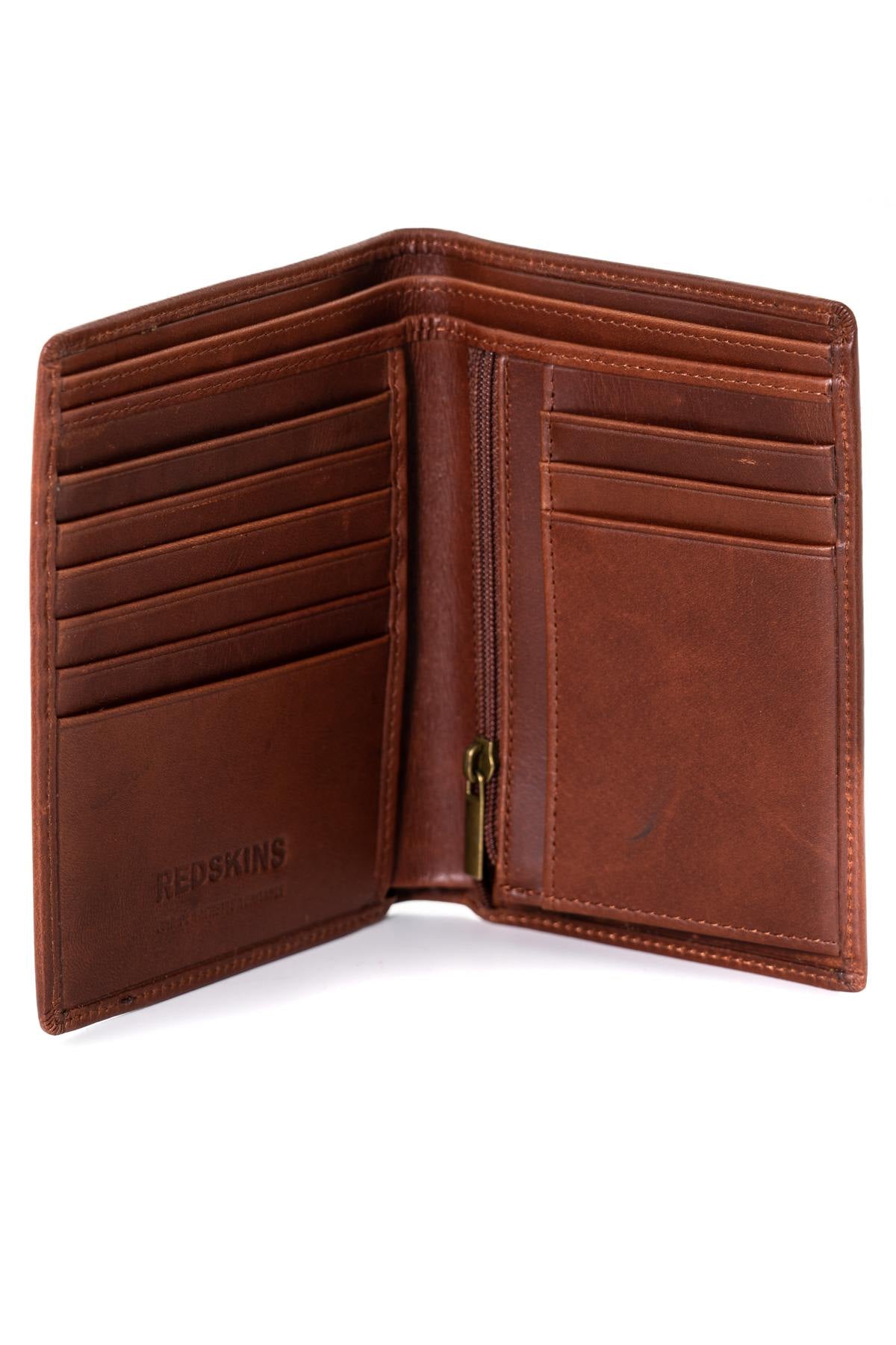 Vertical wallet in brown cowhide leather - Image n°2