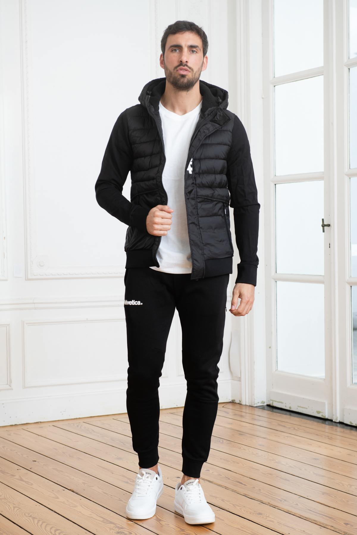 Black sportswear padded jacket - Image n°2